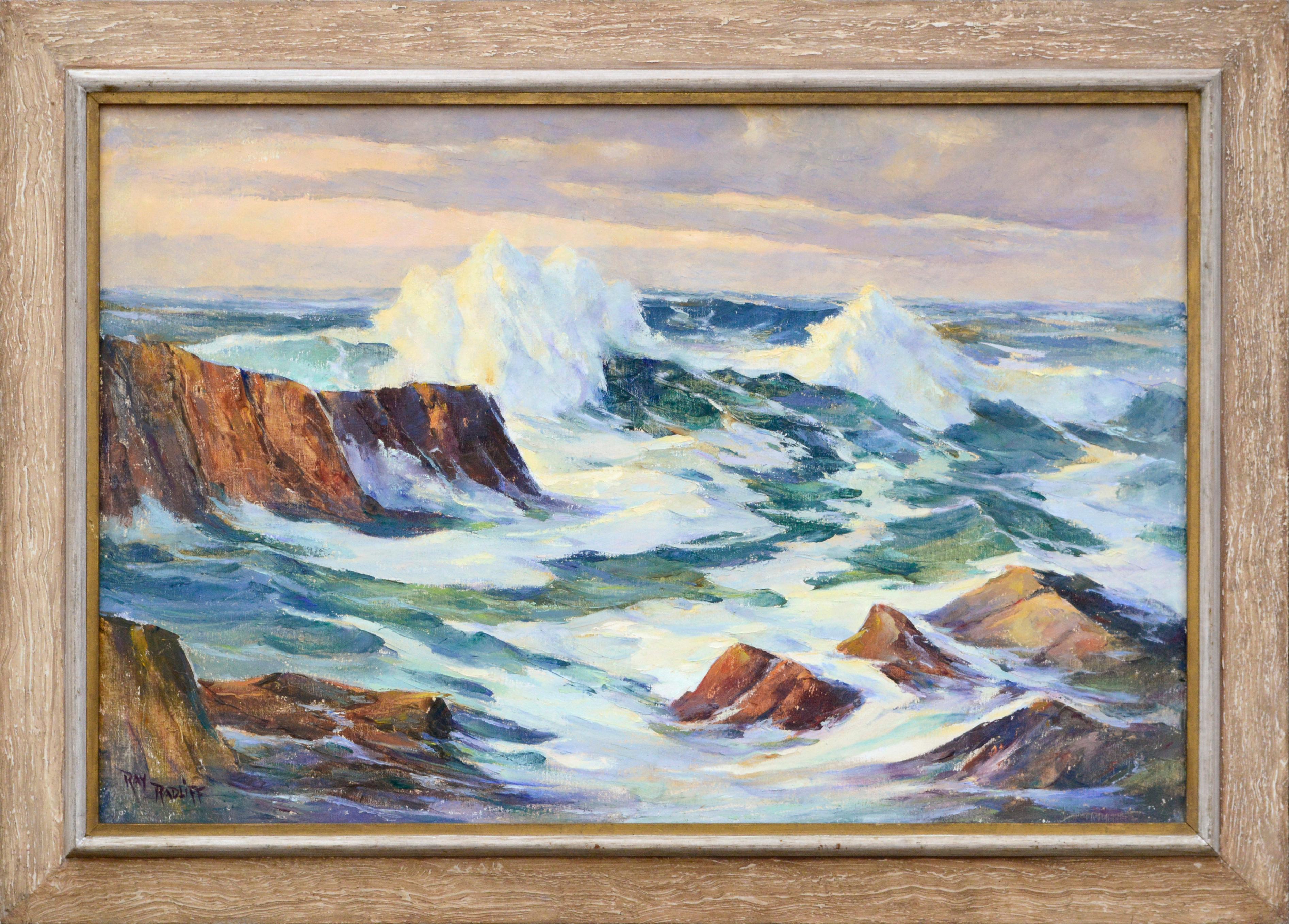 Ray Radliff Landscape Painting - "Blue Pacific" - Mid Century Seascape