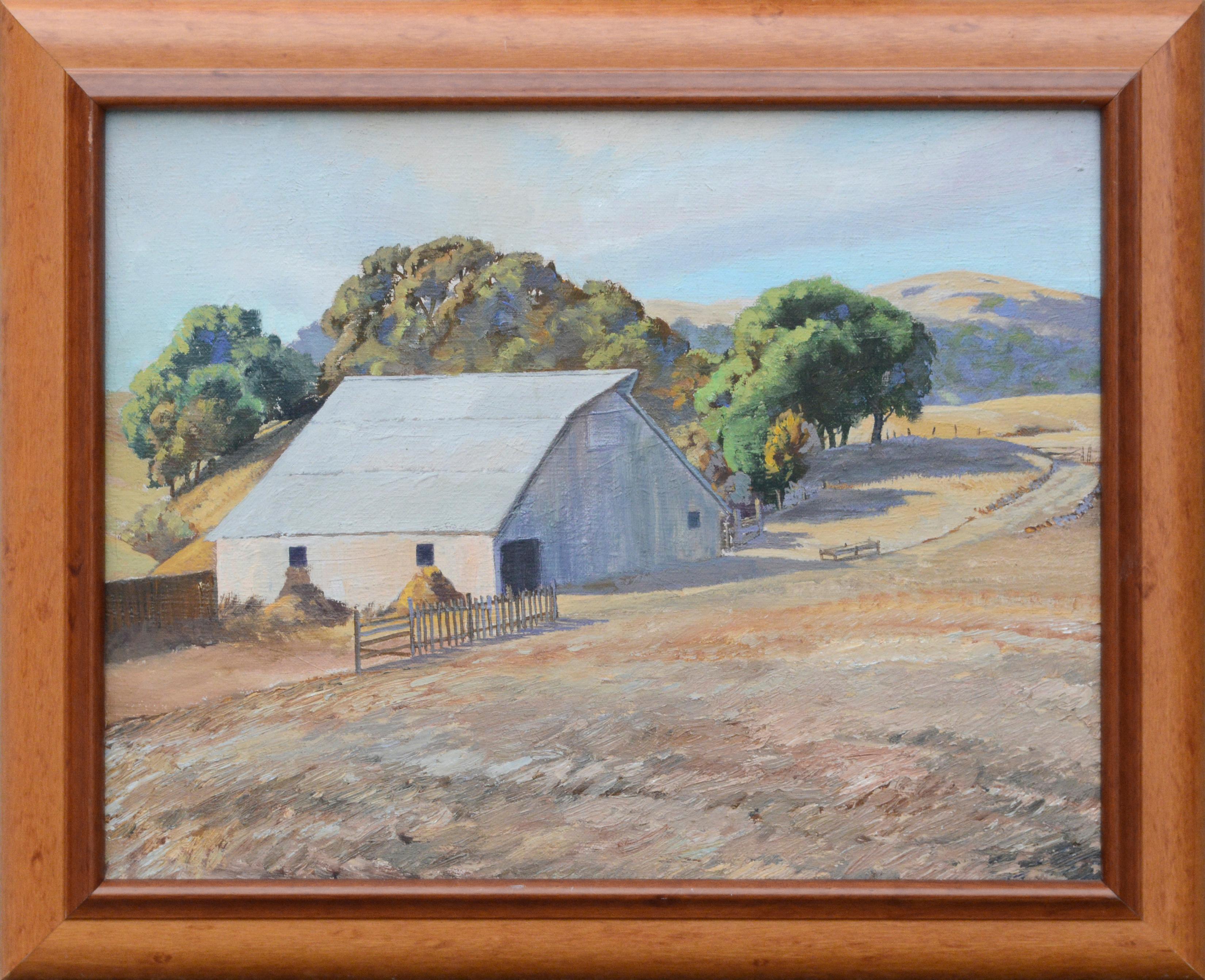 Thomas Theodore Craig Landscape Painting - Mid Century Barn and Oak Grove Landscape