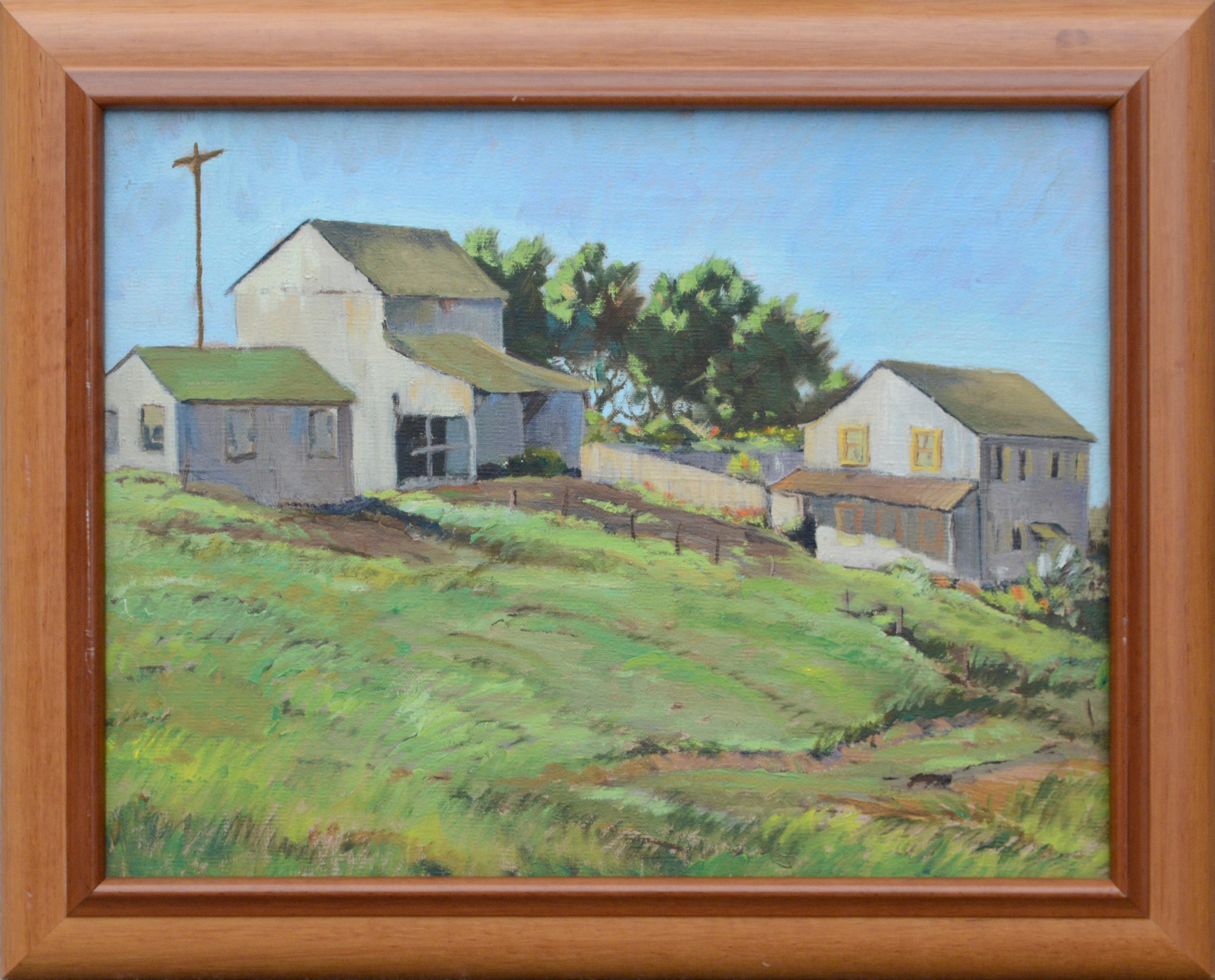 Thomas Theodore Craig Landscape Painting - Mid Century Farmhouse on a Hill Landscape
