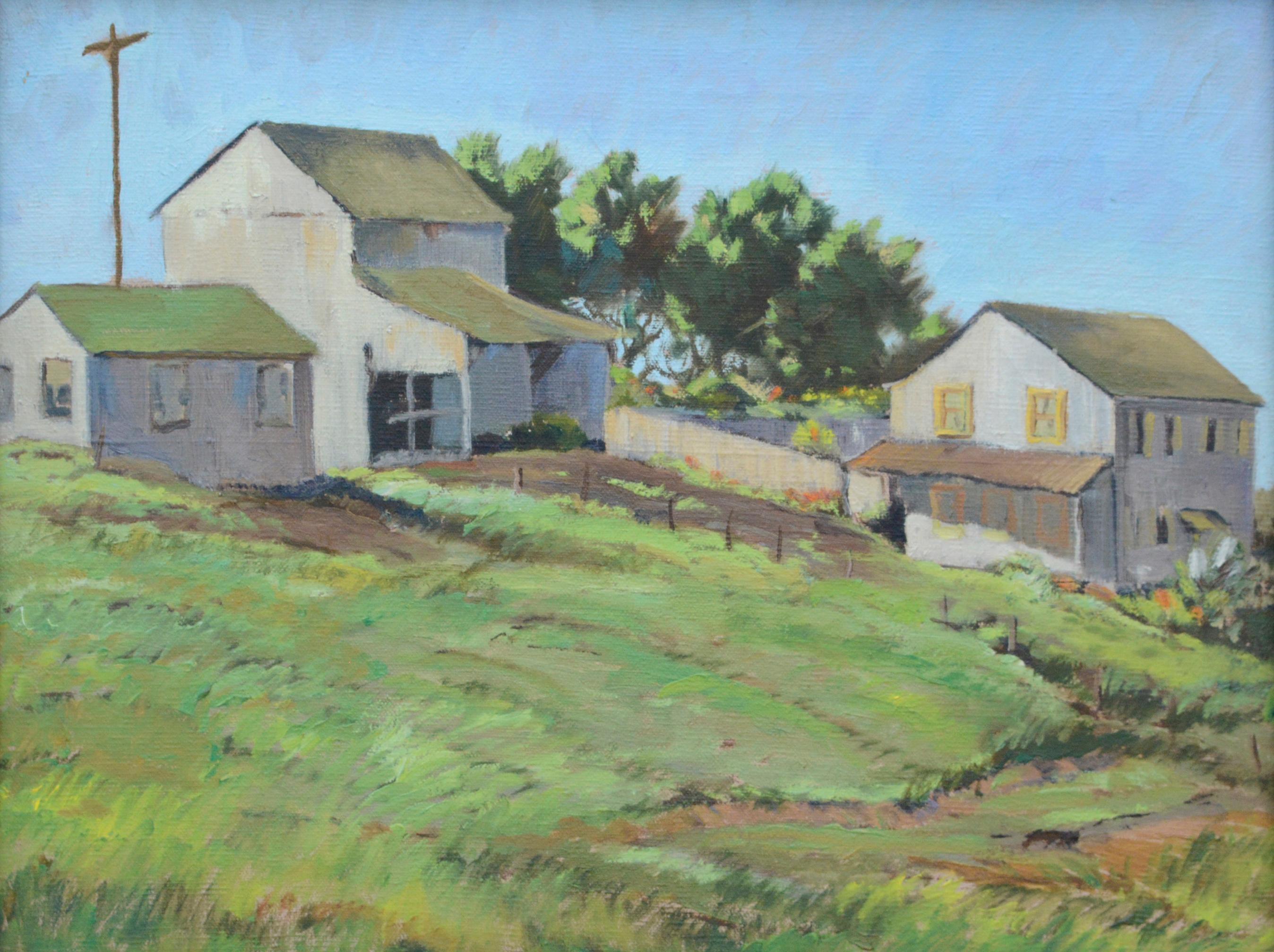 Mid Century Farmhouse on a Hill Landscape - Painting by Thomas Theodore Craig