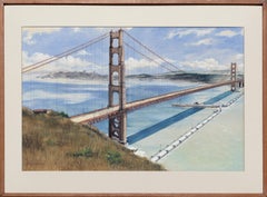 Mid Century Golden Gate Bridge Futuristic Landscape 