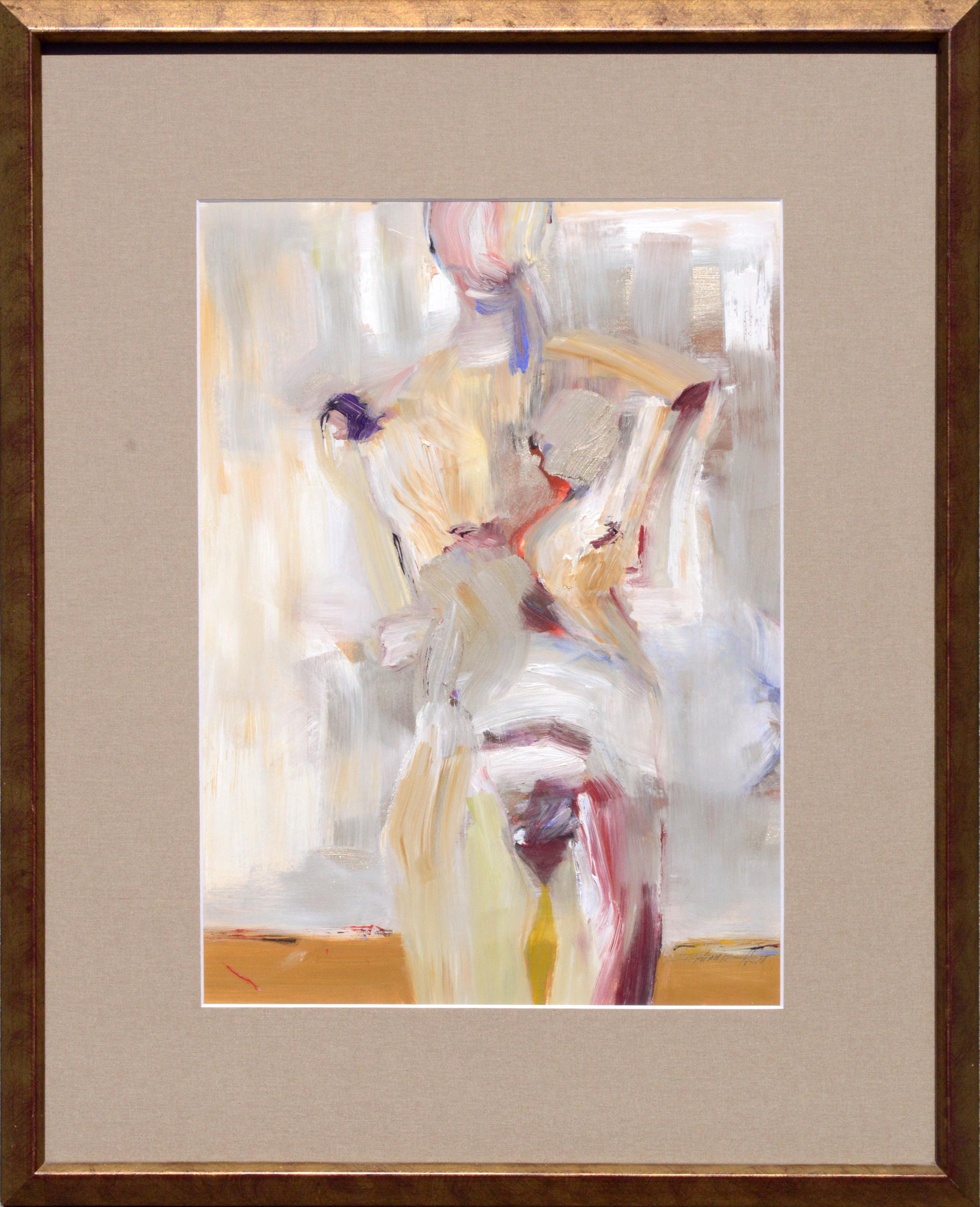 Figure contemporaine de nu multicolore irisé d'expressionnisme abstrait 