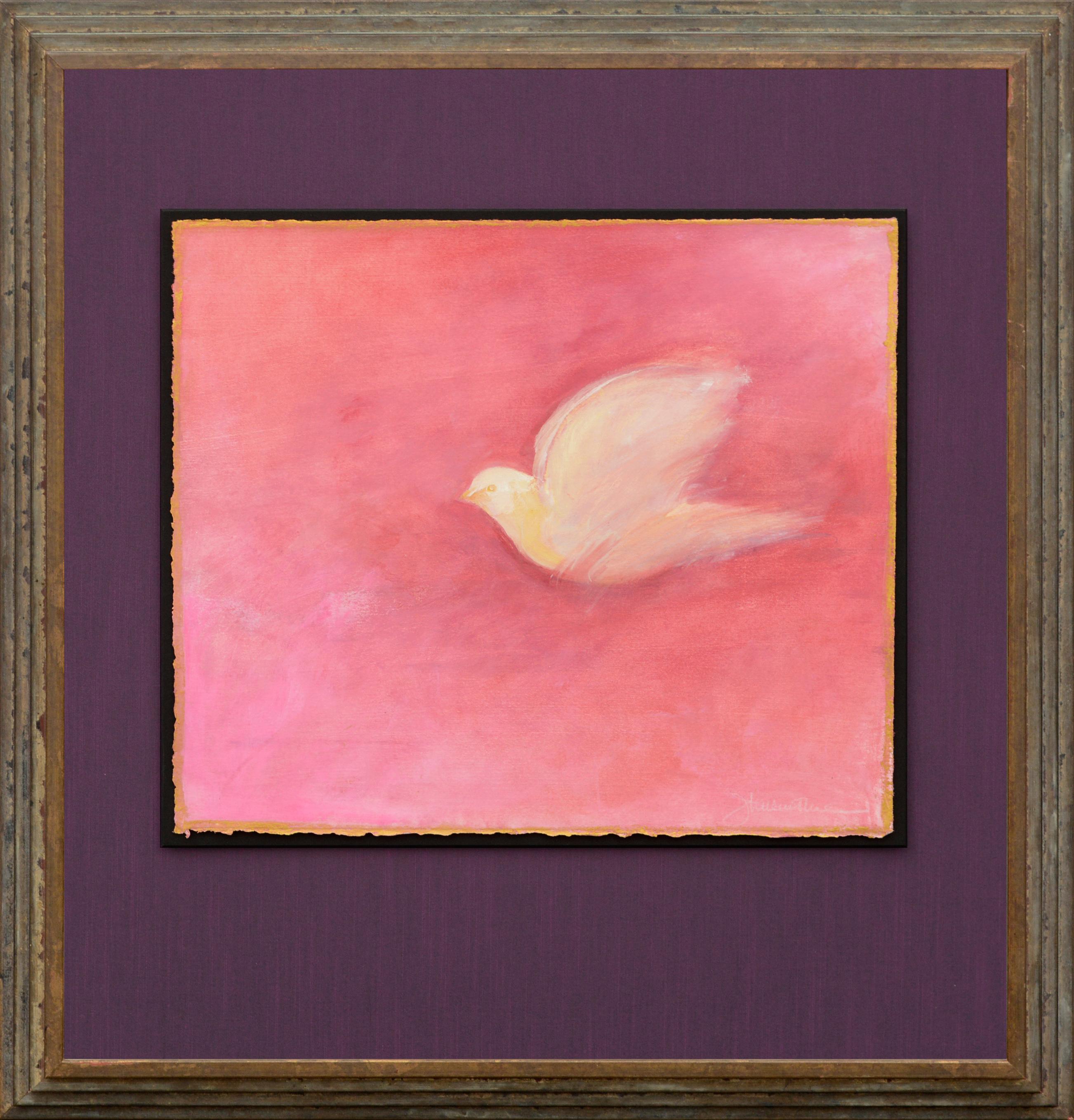 Joan Hellenthal Animal Painting - "Sunset Flight" Dove 