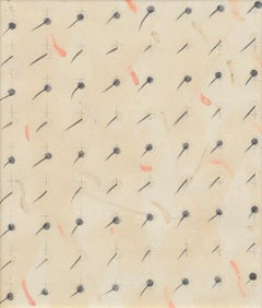 Circles and Strokes- 1970s Neutral Modern Minimalist Geometric Pattern Abstract