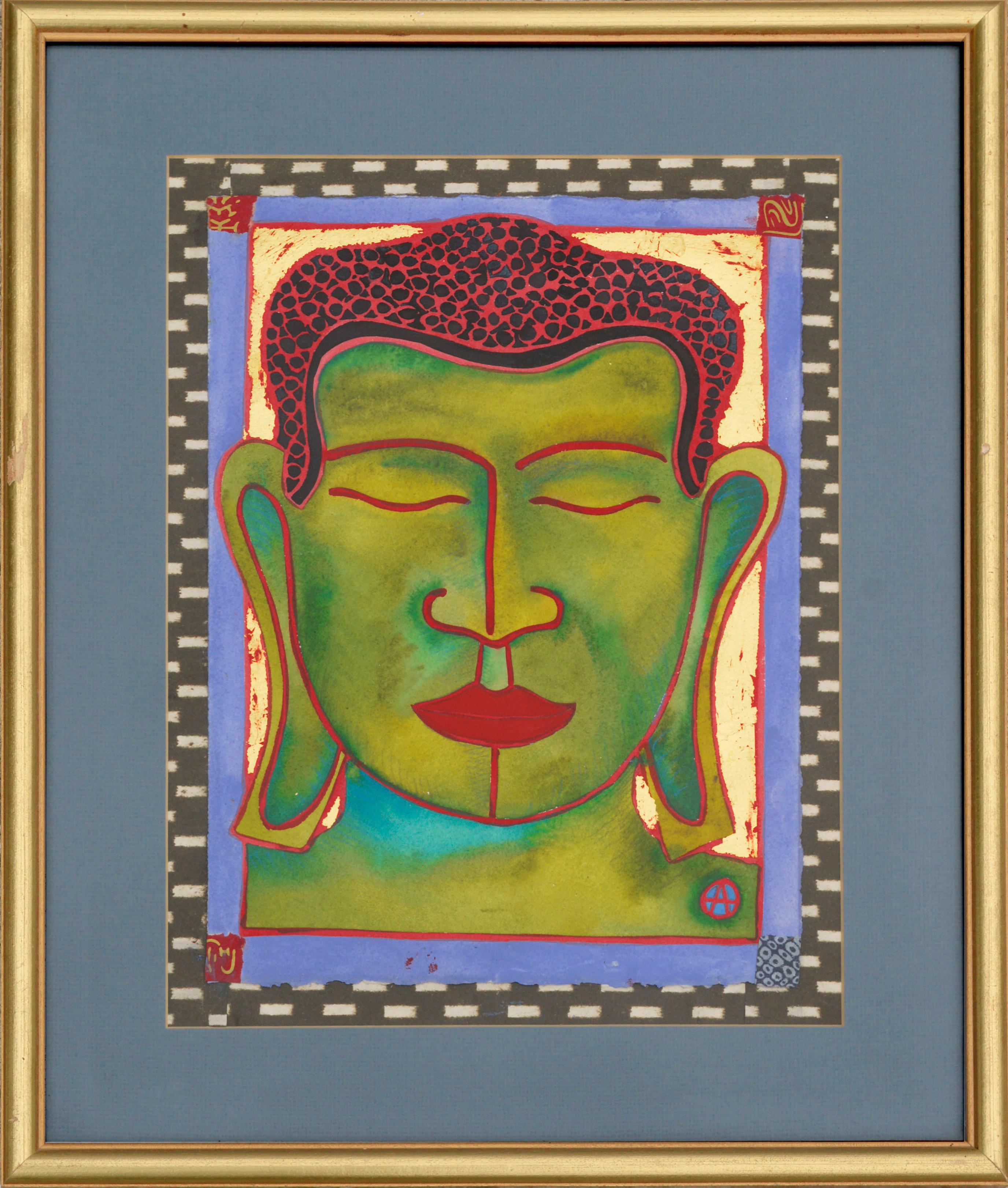 Anna P. Oneglia Portrait Painting - "Head of the Buddha" Bodhisattva Portrait