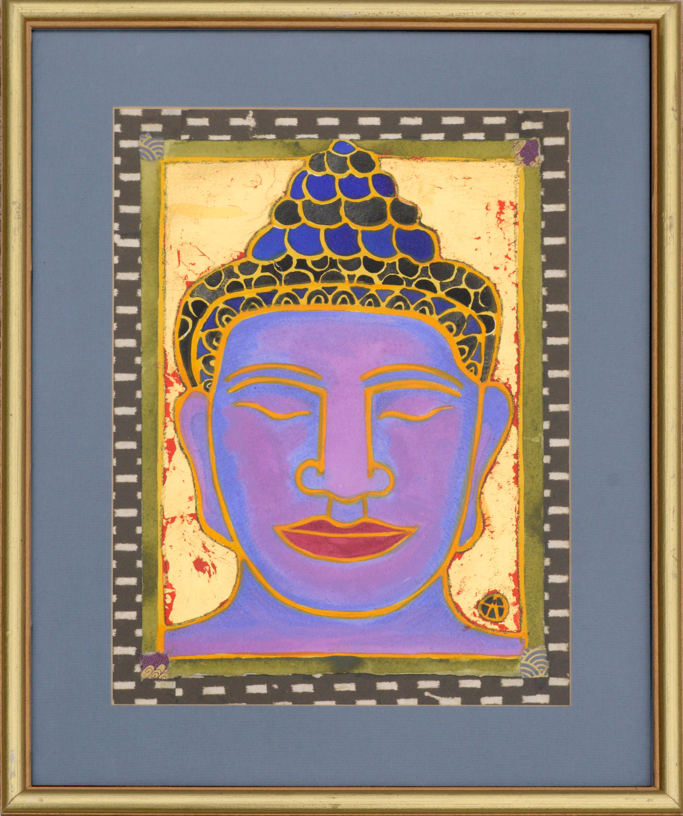 "Head of the Buddha #4" Portrait of Bodhisattva - Mixed Media Art by Anna P. Oneglia