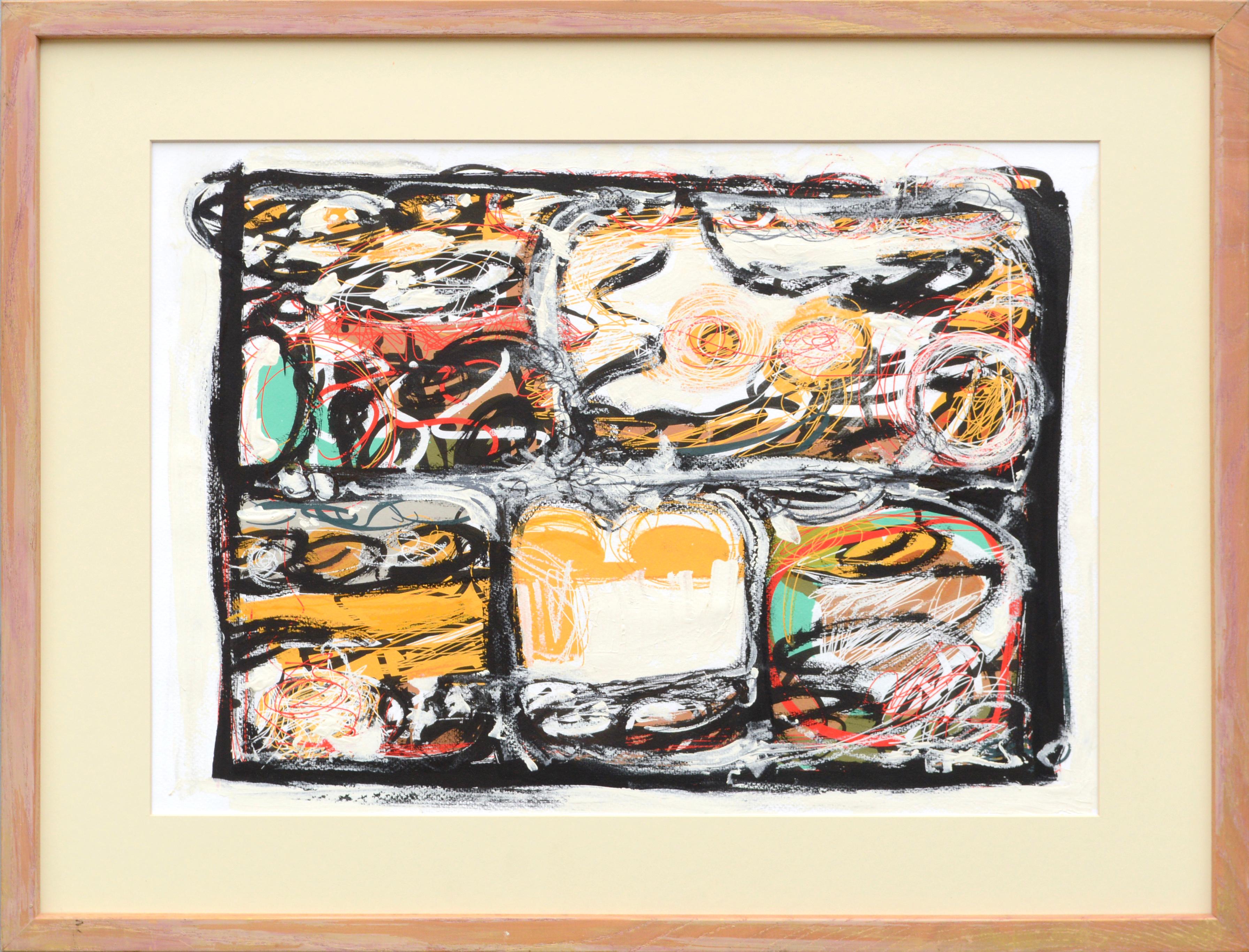 Abstract Drawing di Peter Costello - Astratto geometrico lineare neo-espressionista #2 - Nello stile di Basquiat