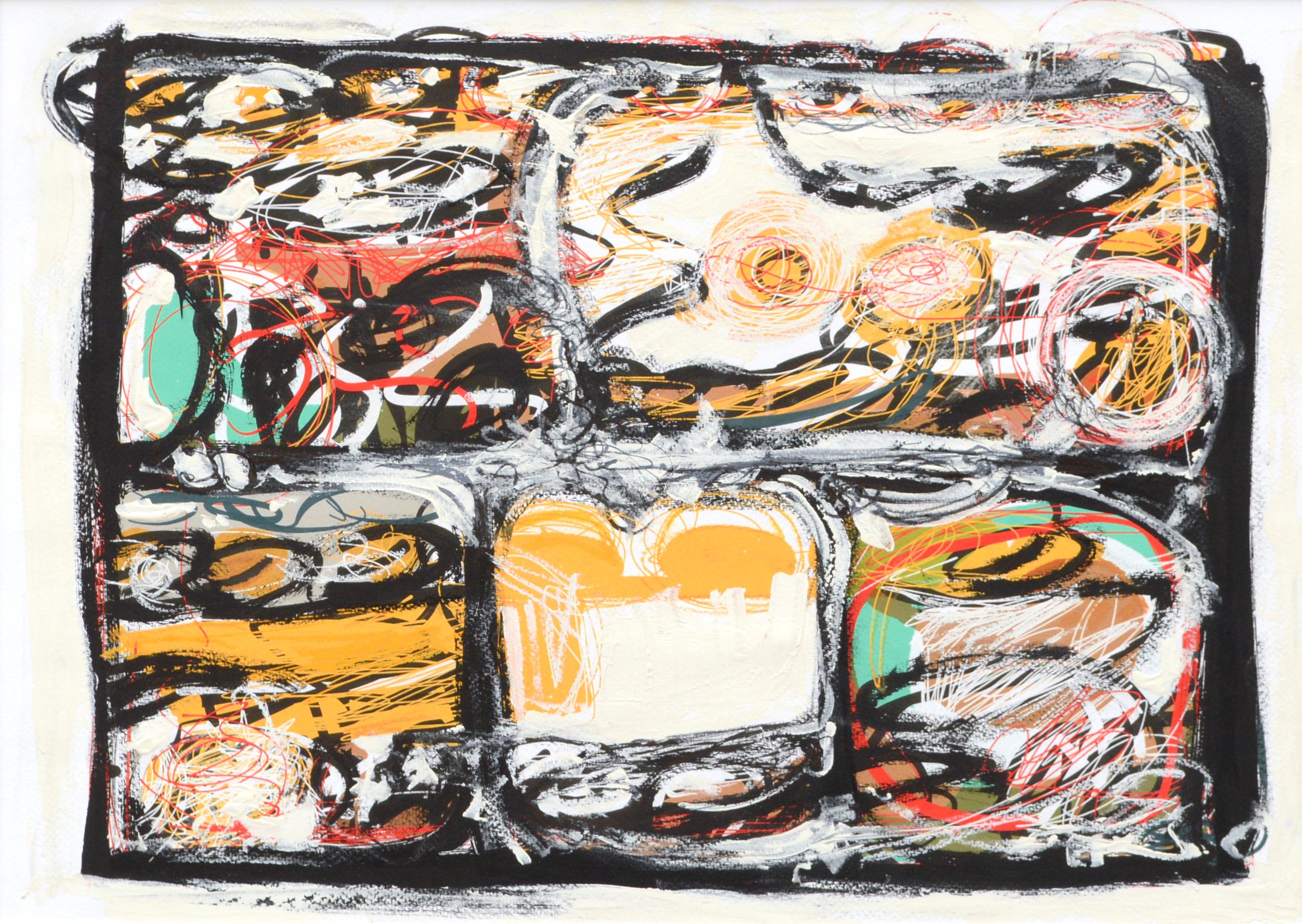 Neo-Expressionistischer, linearer, geometrischer, abstrakter Stil #2 – im Stil von Basquiat  – Art von Peter Costello