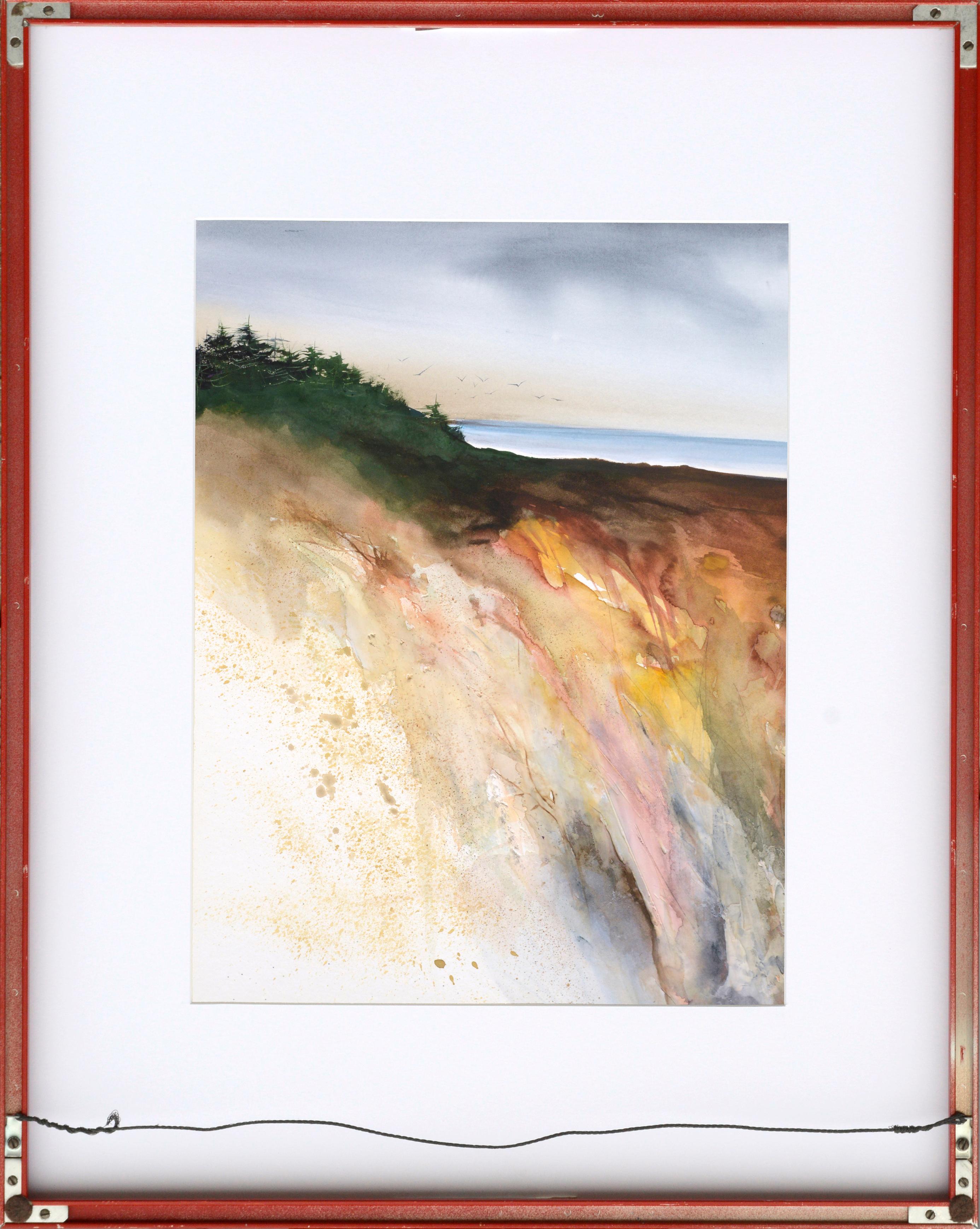 Surrealist Waterfall / Abstracted Hillside Landscape on Verso - Double Sided  - Painting by Mary Titus