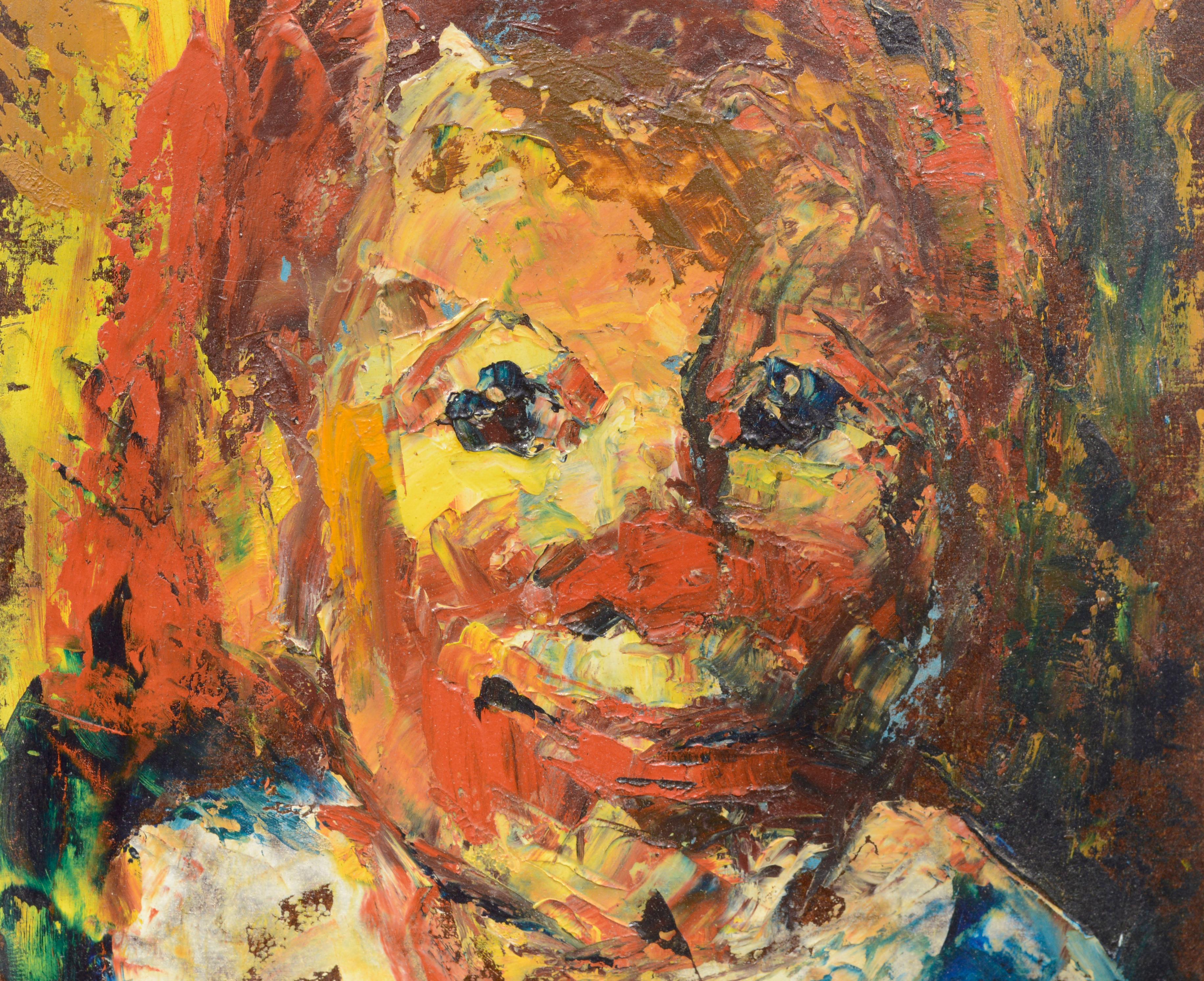 Small Expressionist Clown Portrait #2, 1960s - Painting by Marjorie May Blake