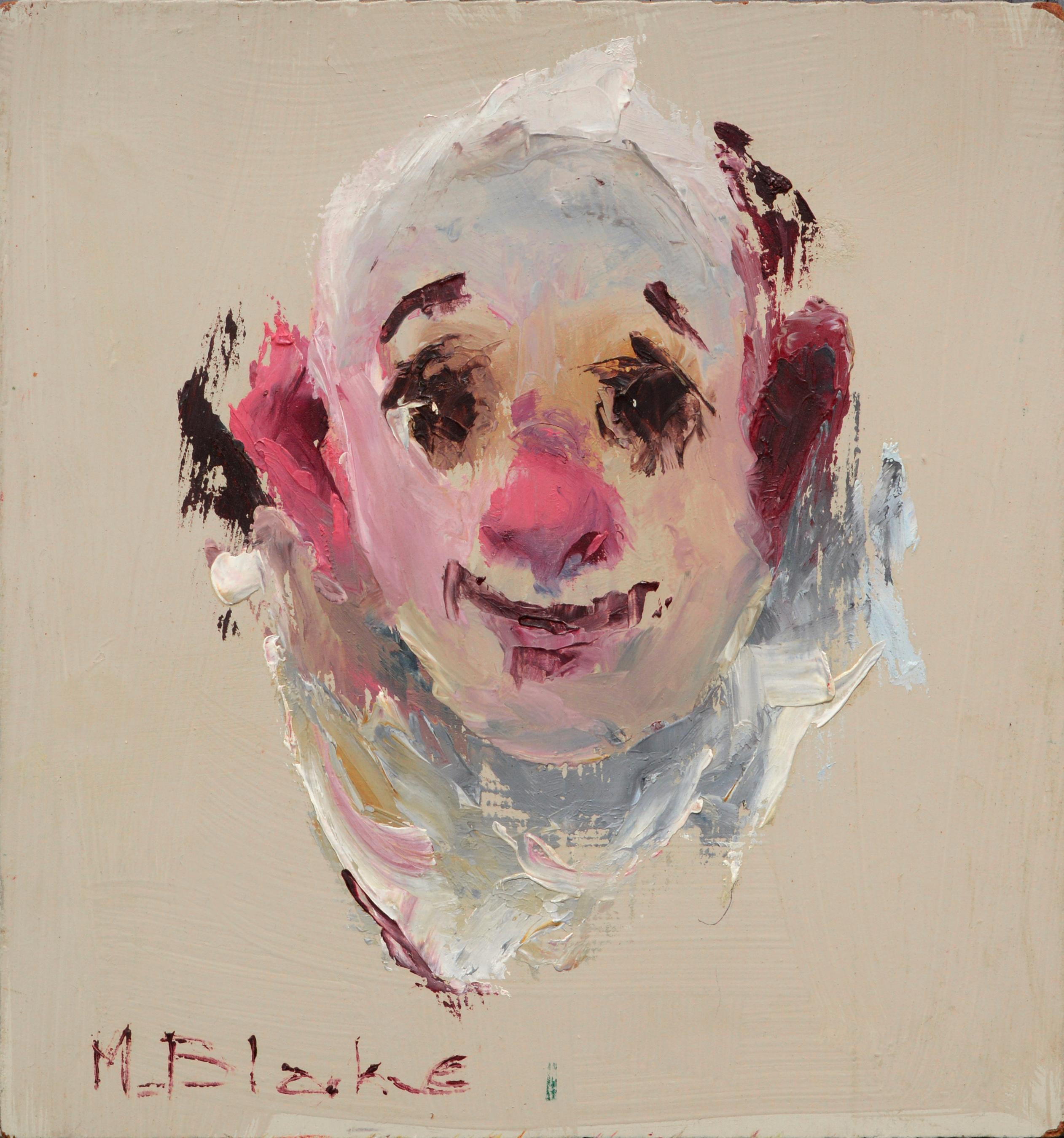 Portrait Painting Marjorie May Blake - Clown rose du milieu du siècle dernier (portrait n° 3)
