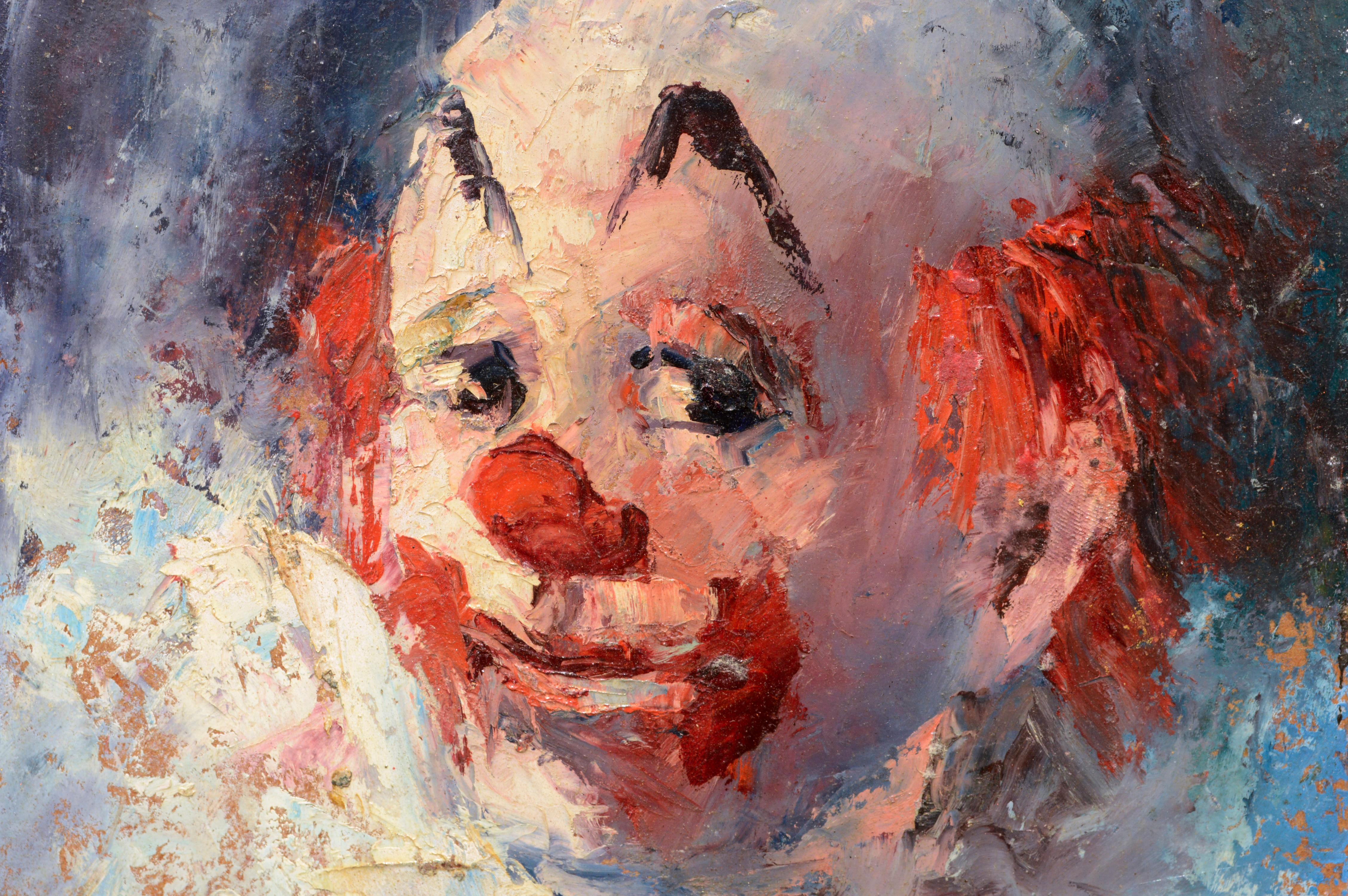 1960s Clown Portrait #4 - Painting by Marjorie May Blake