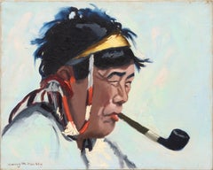 Inuit Eskimo Man Smoking a Pipe - Portrait Ann Bailey