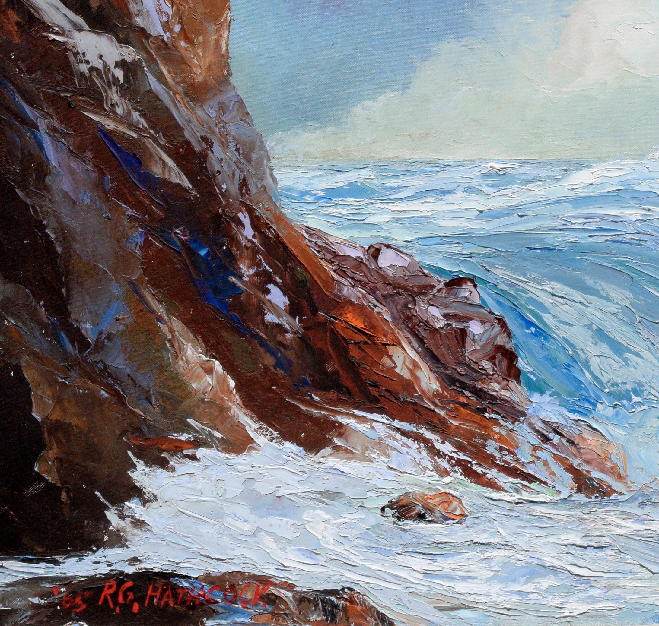 California Ocean Scene Seascape - American Impressionist Painting by R.G. Hathcock