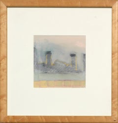 „Schminkzimmer am Schreibtisch“  Abstrakte urbane Landschaft in Pastell San Francisco