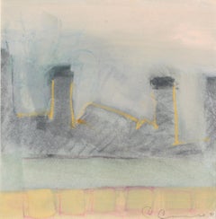 „Schminkzimmer am Schreibtisch“  Abstrakte urbane Landschaft in Pastell San Francisco