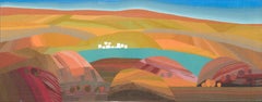 "Griechenland" Siebdruck mit abstrahierter Landschaft