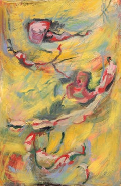 "Primordial" Abstract Expressionism with Yellow, Red & Pink