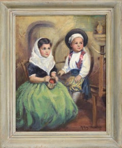 Mid Century Portrait of Two Children in Traditional Dress