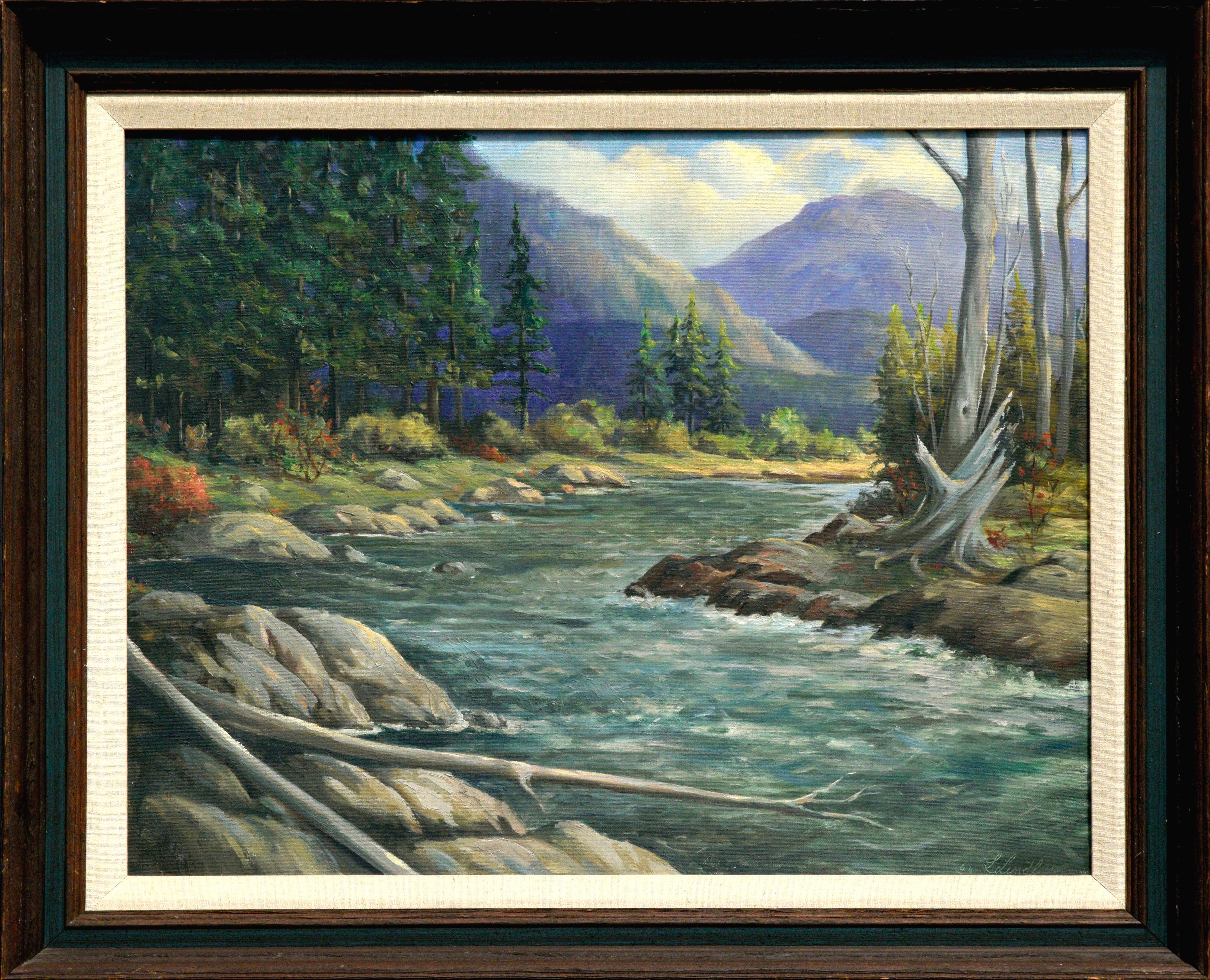 Laura Lindberg Landscape Painting - Mid Century Idaho Pack River Landscape