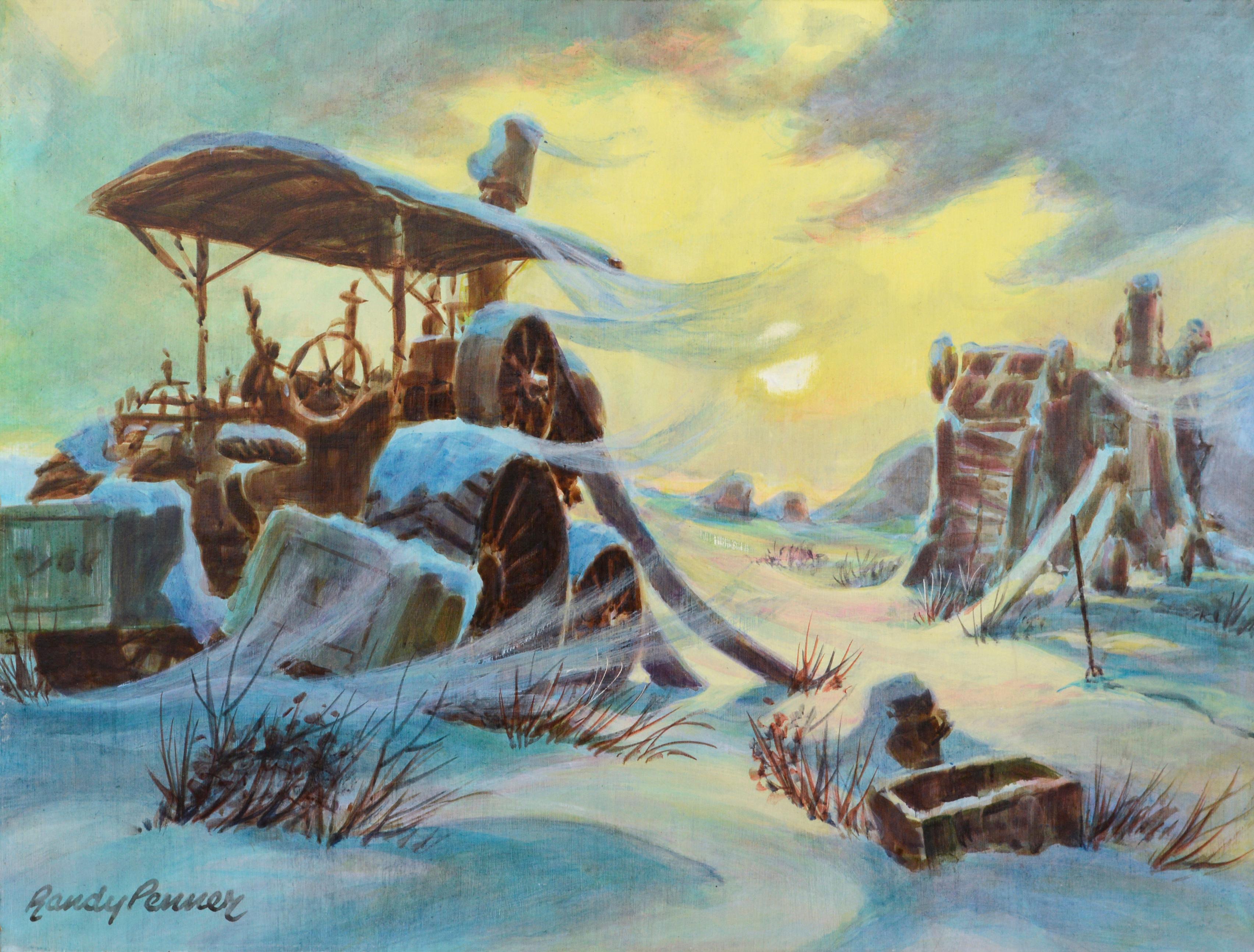 Harvester at the Mill in Winter - Landscape