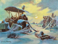 Vintage Harvester at the Mill in Winter - Landscape