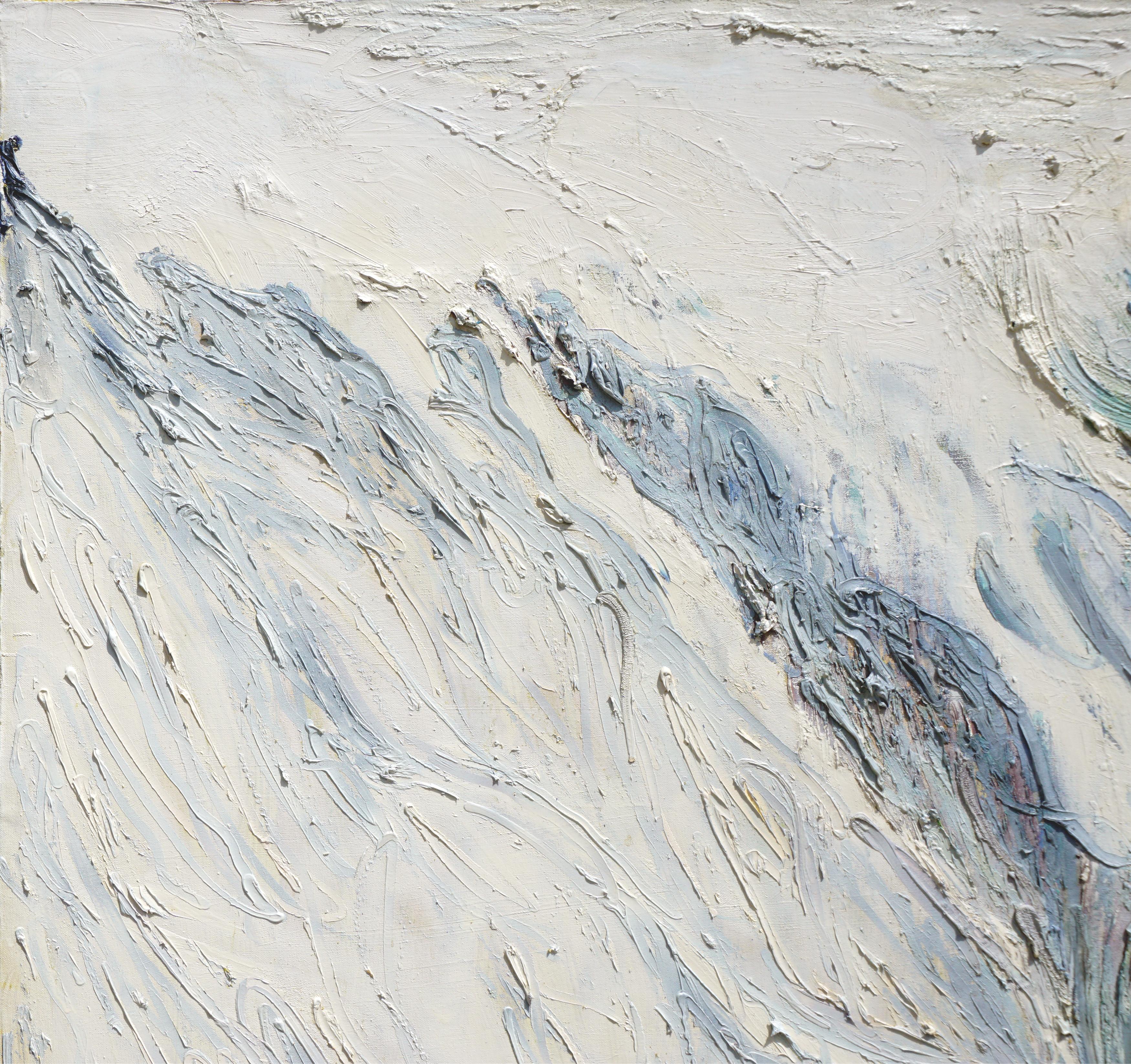 Glacier Abstract Expressionist Landscape - Gray Landscape Painting by Allie William Skelton