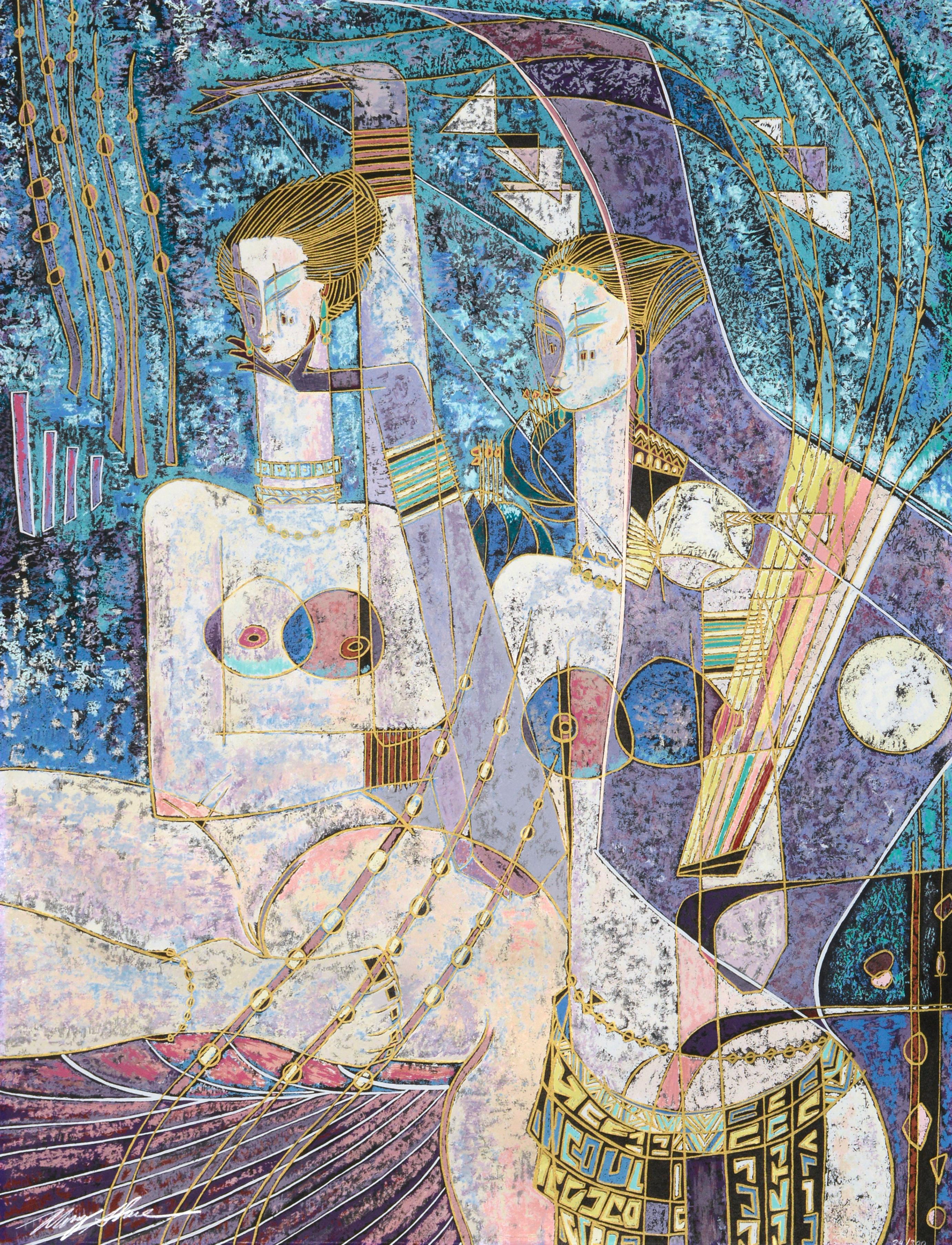 Abstract Figurative - Stylized Goddesses  - Print by Adrian Wong Shue