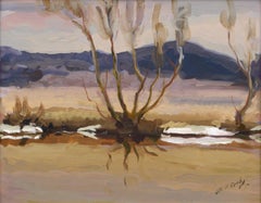 Mid Century Purple Mountain Landscape