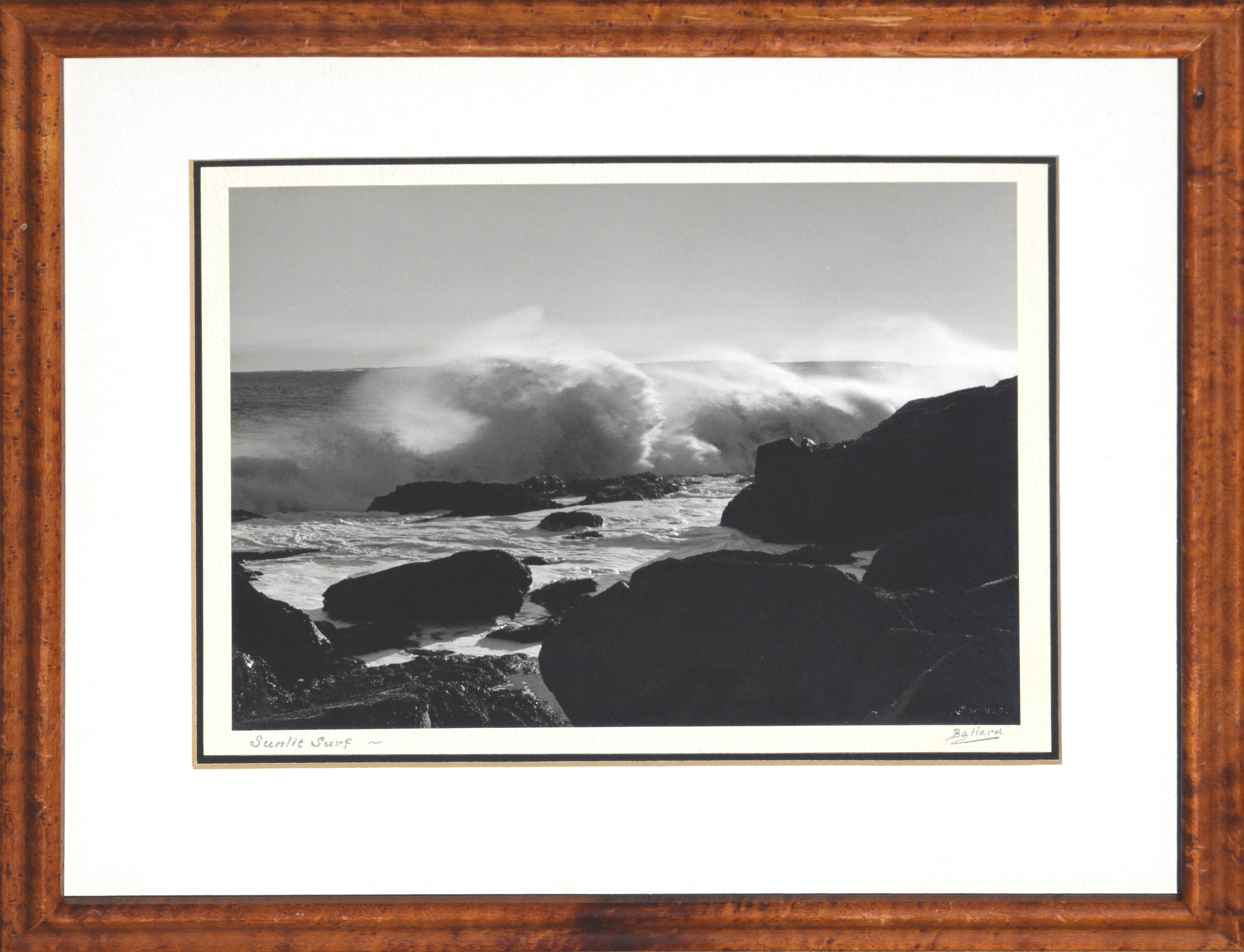 Willis H Ballard Landscape Photograph - Sunlit Surf Maine Coast