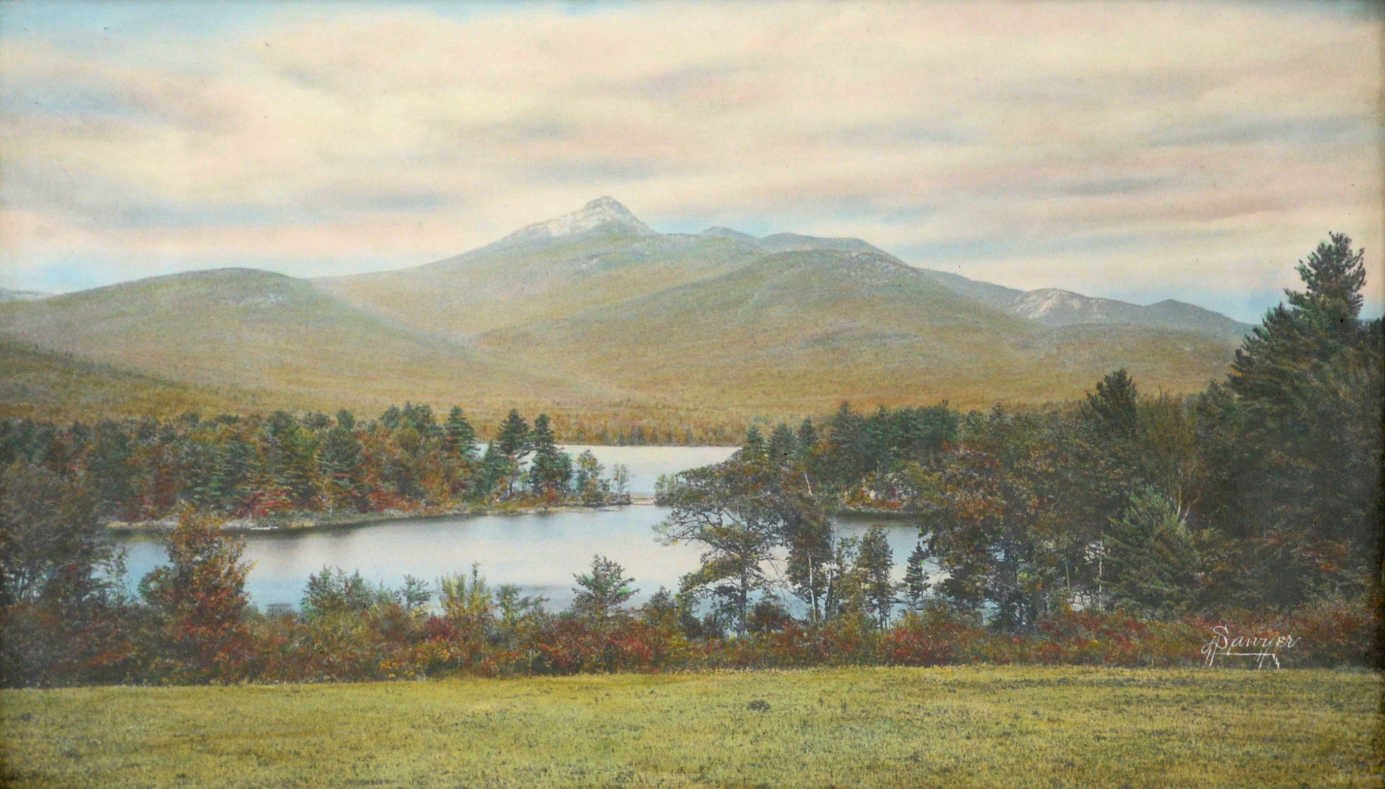 Early 20th Century Hand Colored Landscape Photograph of Mt. Chocoura, NH - Art by Charles Henry Sawyer