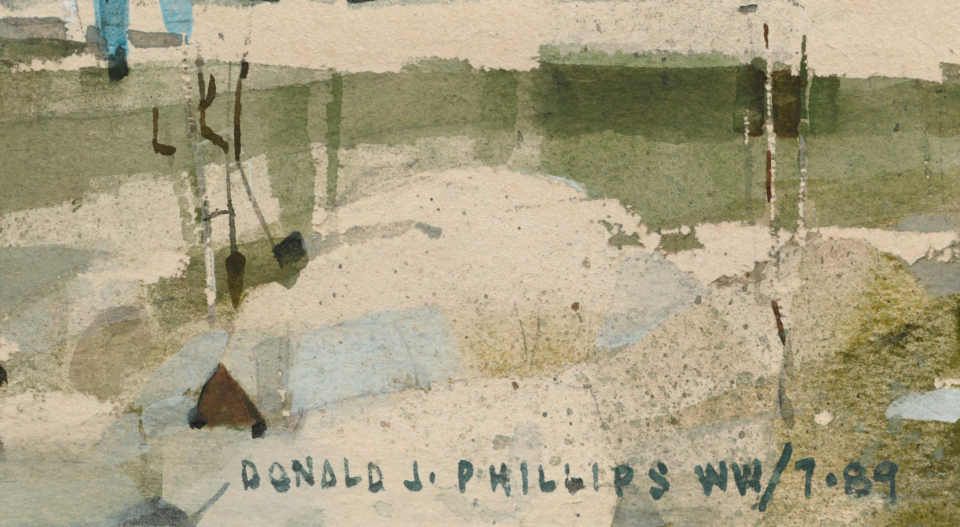 Punkt. Pinos Kalifornien, Küstenlandschaft mit Figuren Aquarell

Auffällige Darstellung eines Leuchtturms von Donald J. Phillips (Amerikaner, 20. Jahrhundert). Signiert und datiert 