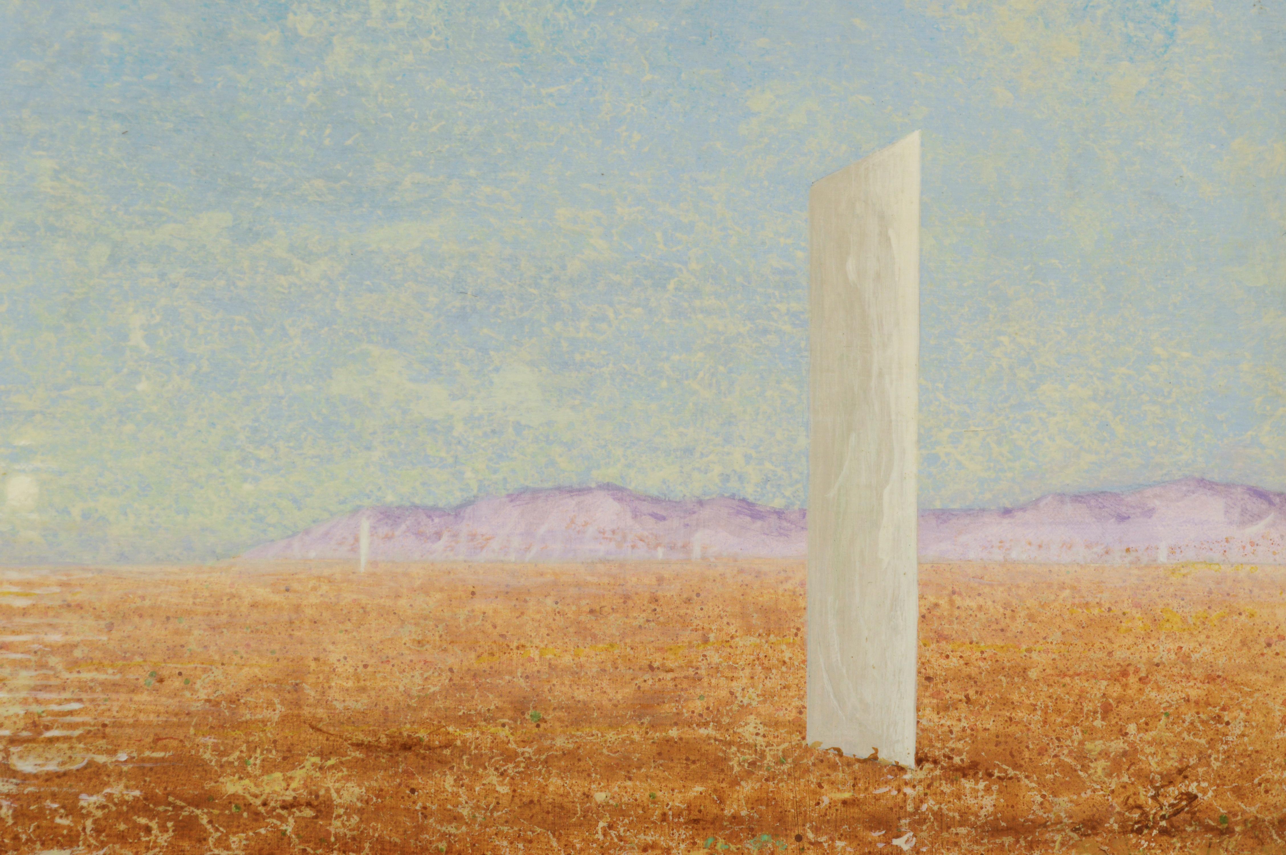 Pequeño paisaje surrealista con barcos - Después de la inundación - Painting de Clayton Anderson