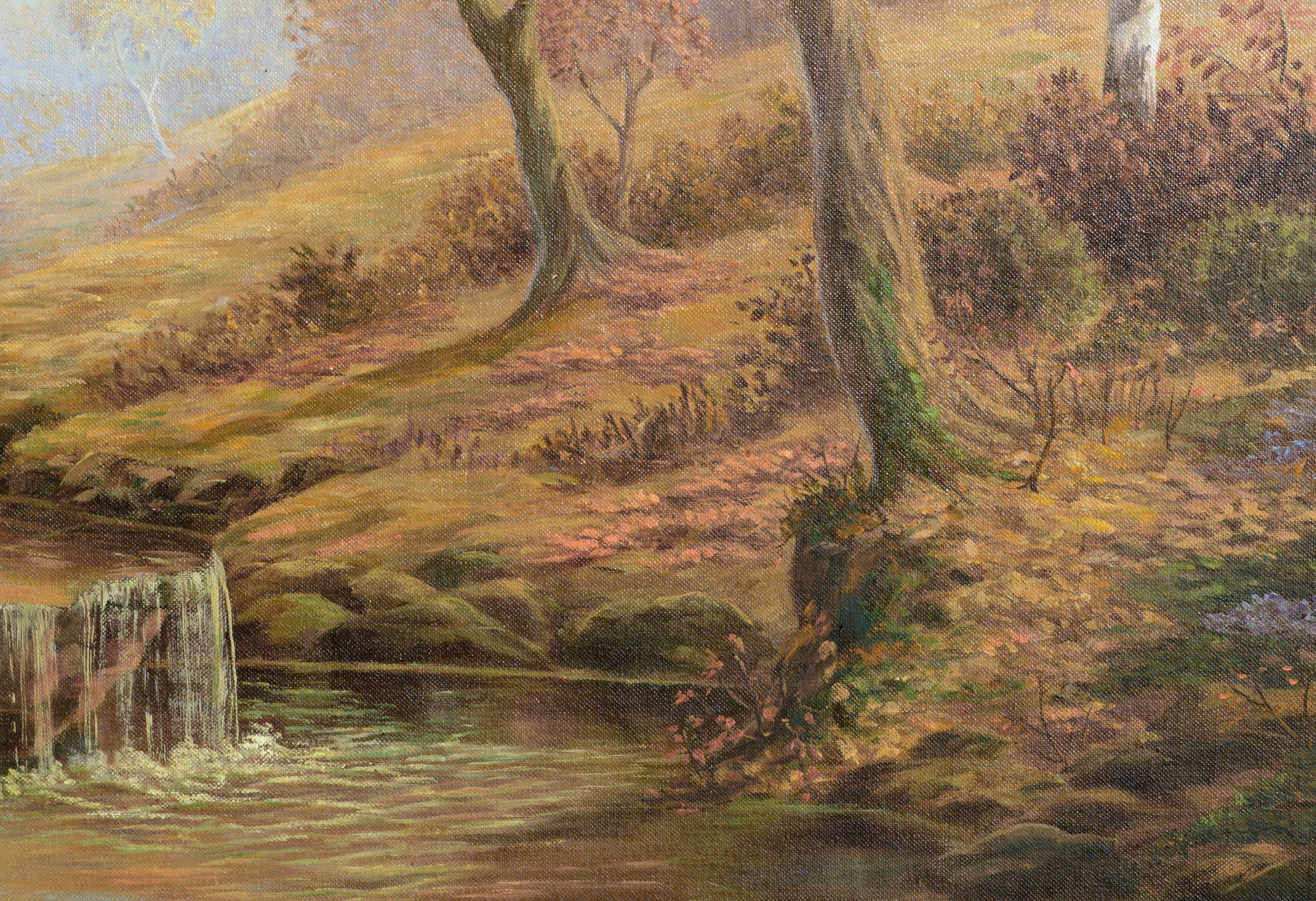 Paysage forestier d'automne du Minnesota du milieu du siècle dernier « Octobre Song » - Impressionnisme américain Painting par Harriet Rose Yule