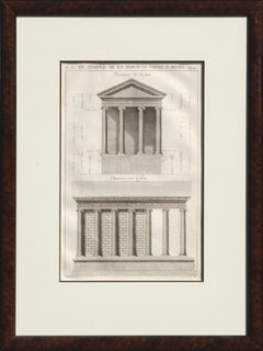 18th Century Pair of Du Temple de la Fortune Virile Facade and Floor Plan