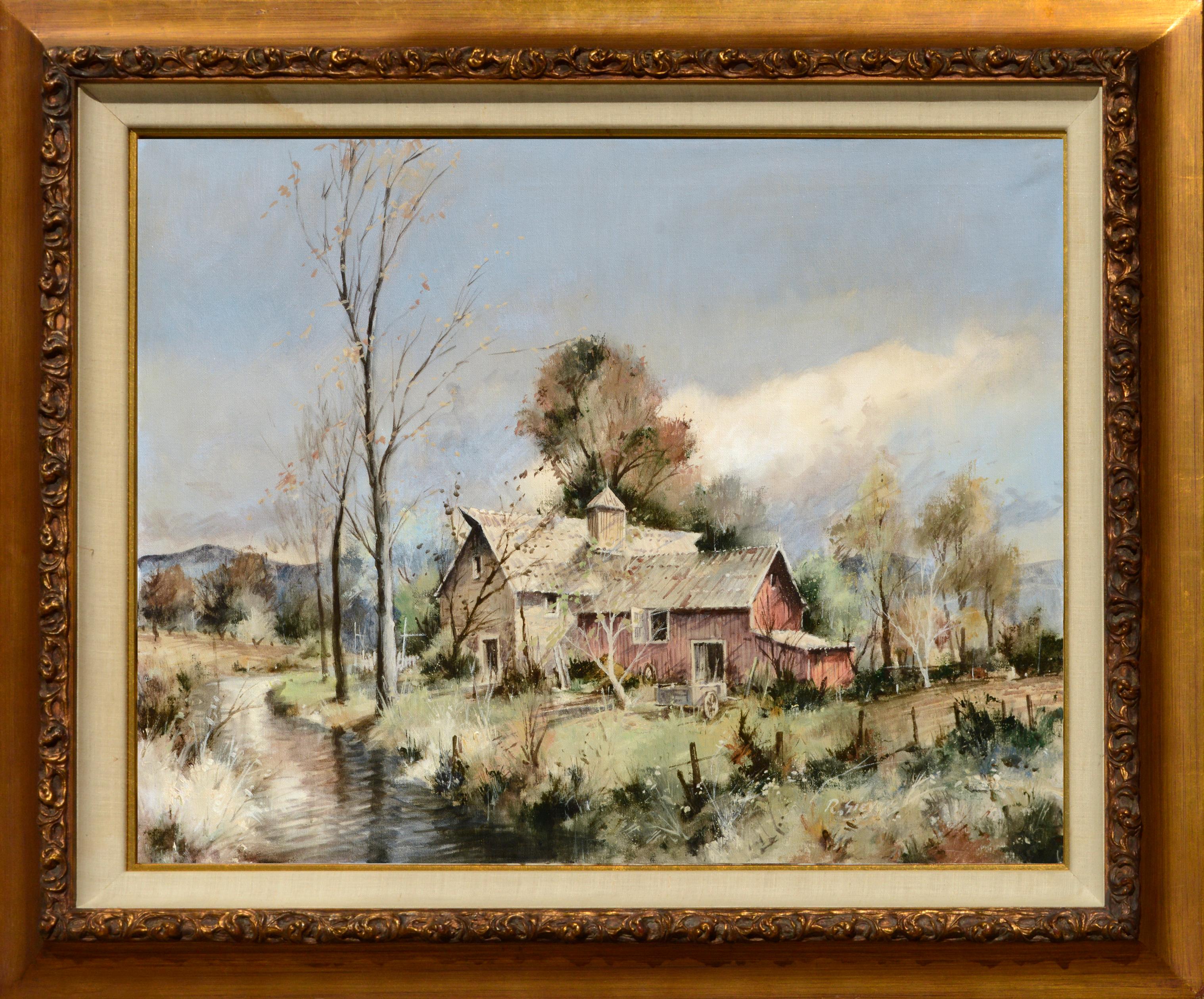 Rein Sievers Landscape Painting - Vintage Country House Farm Landscape