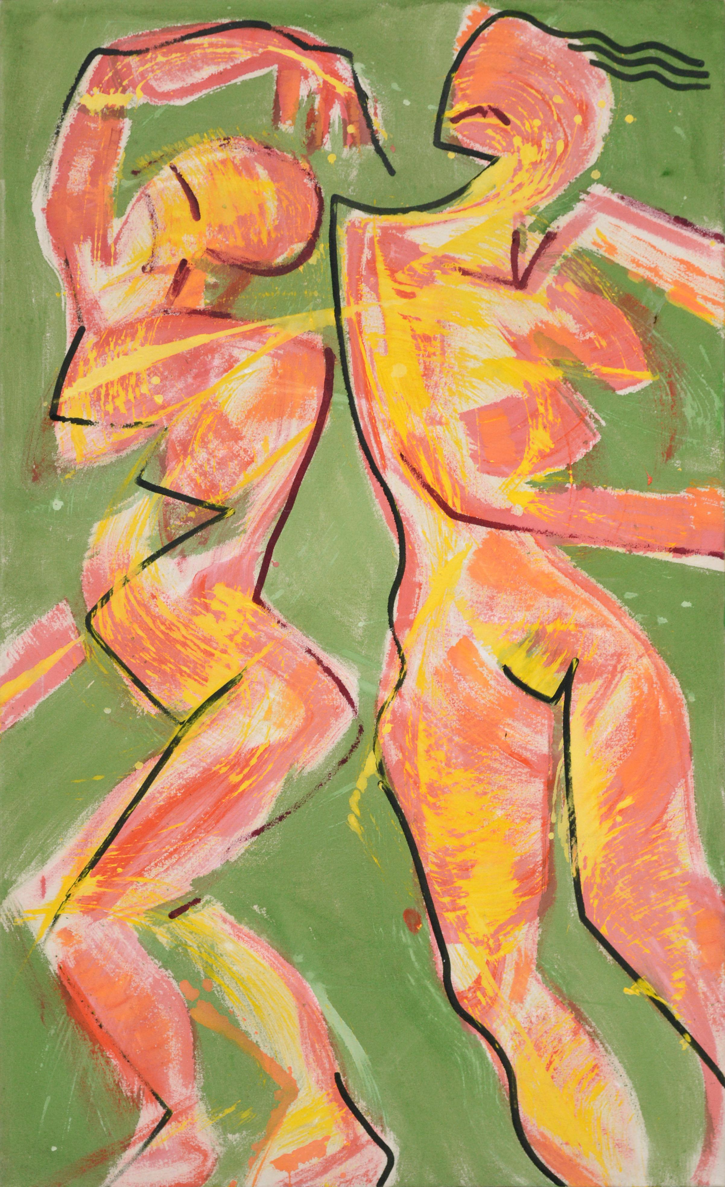 Burchart Figurative Painting - Two Dancing Figures - Abstract Figurative