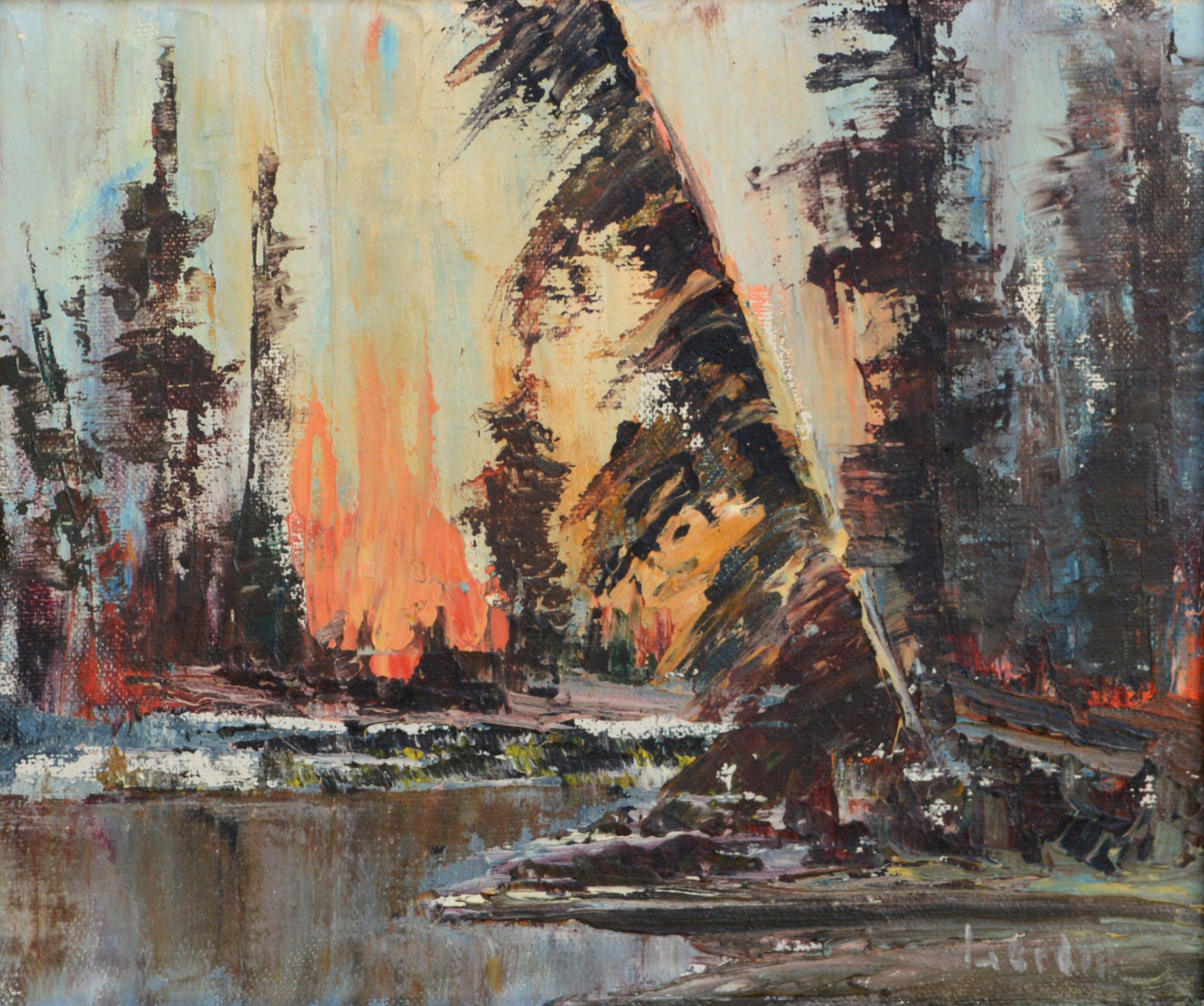 The Approaching Fire - Landscape - Painting by Gordon