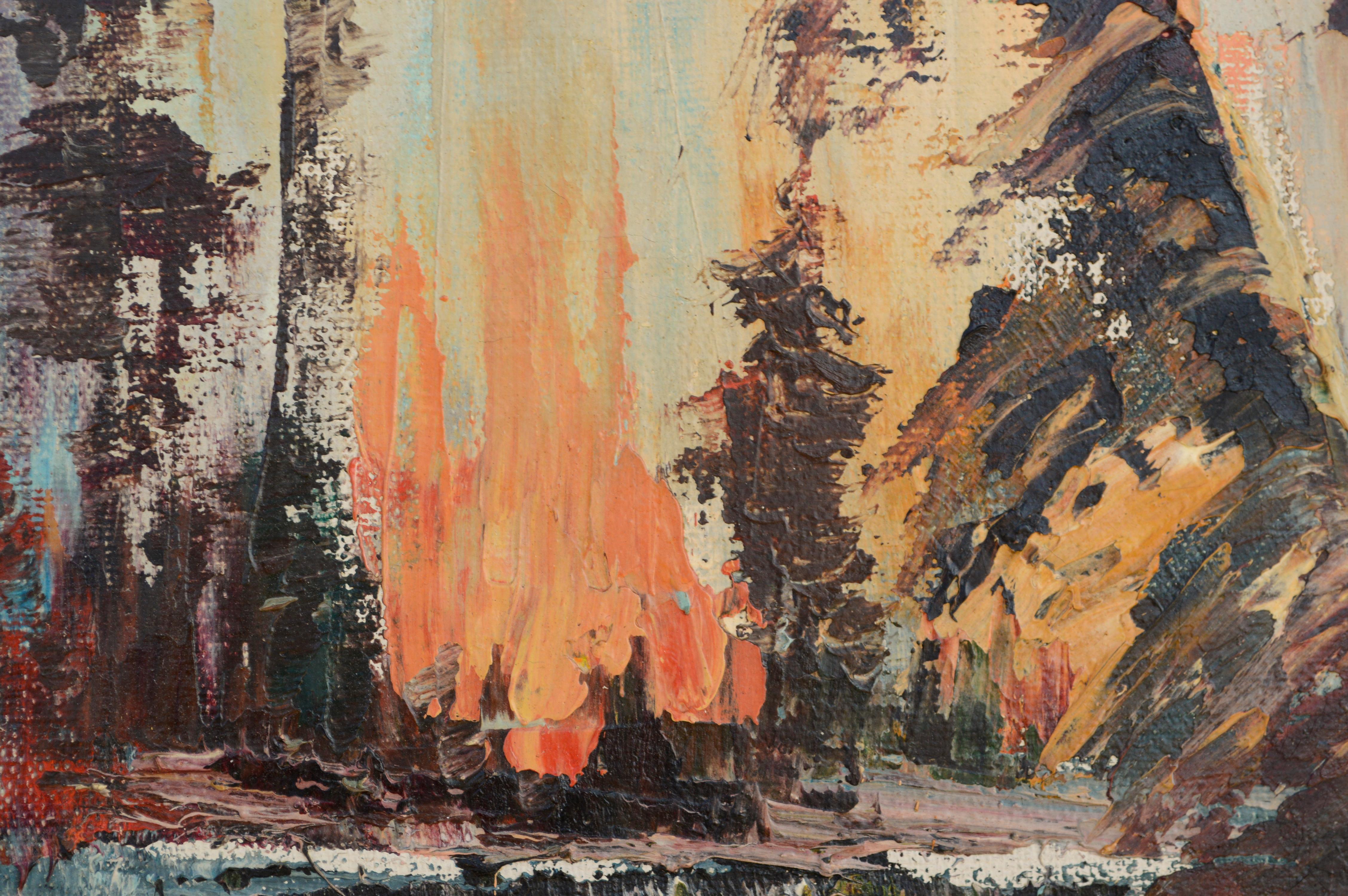 The Approaching Fire - Landscape - American Impressionist Painting by Gordon