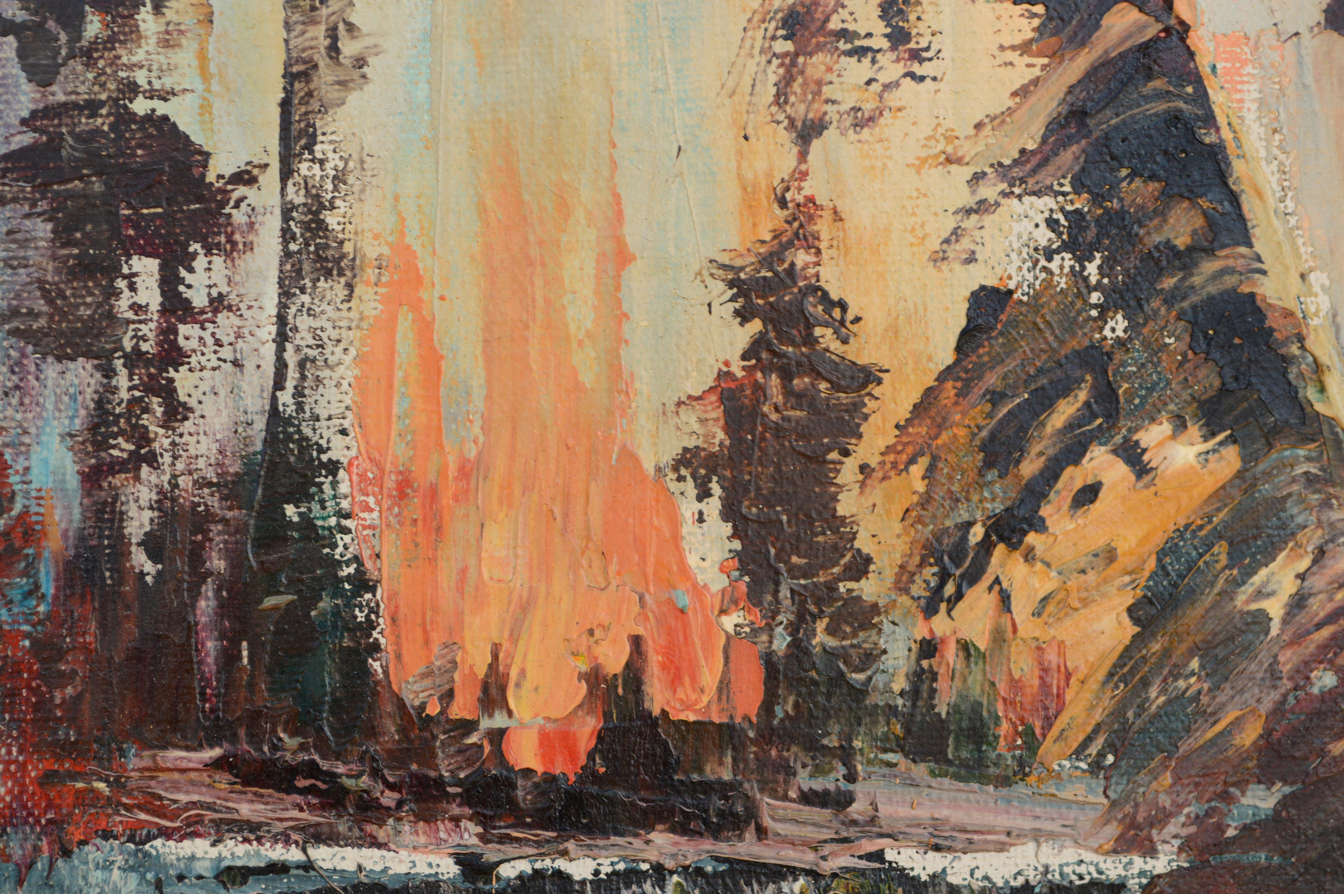 Il fuoco che si avvicina - Paesaggio - Painting Impressionismo americano di Gordon