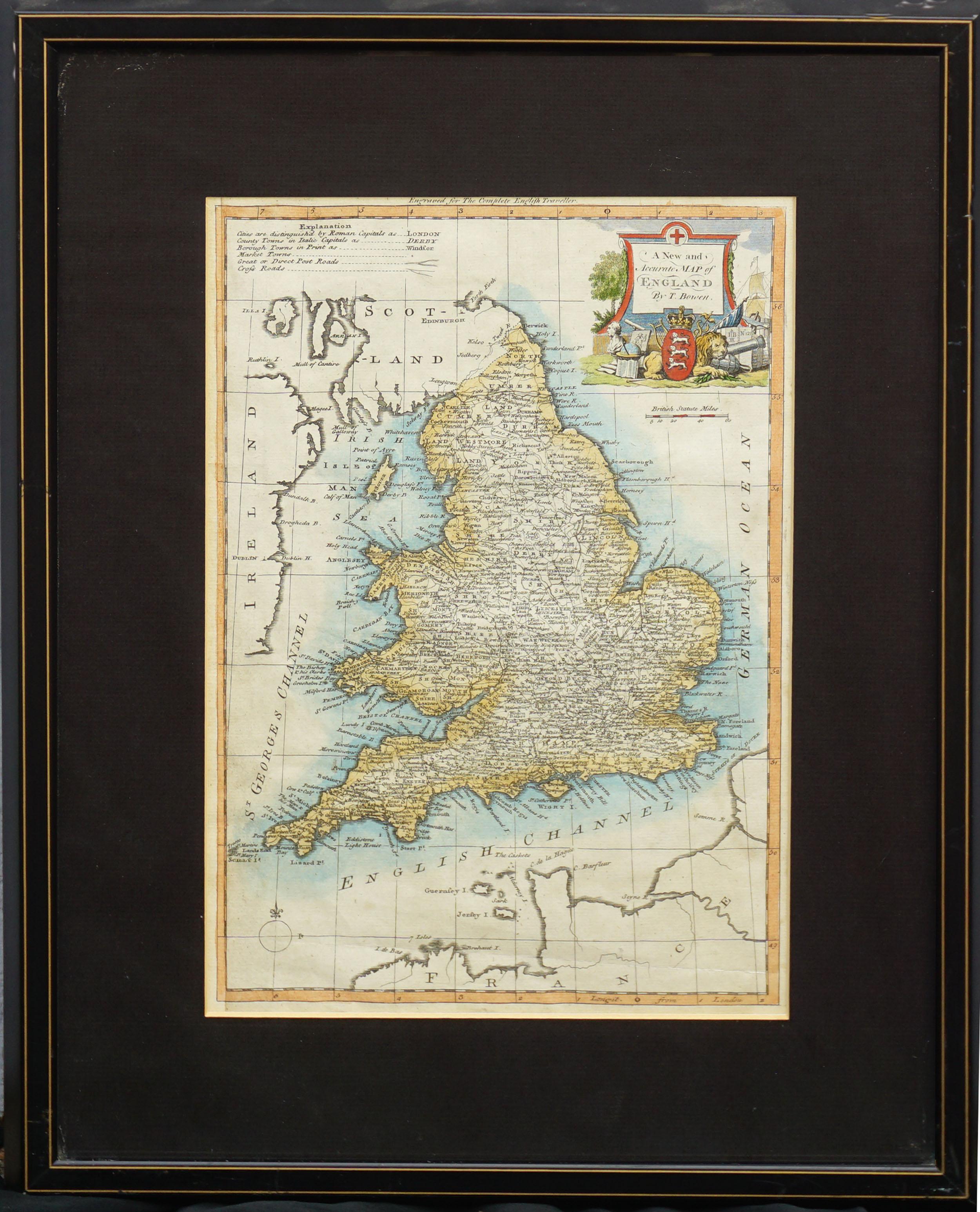 Thomas Bowen Print - 18th Century Accurate Map of England