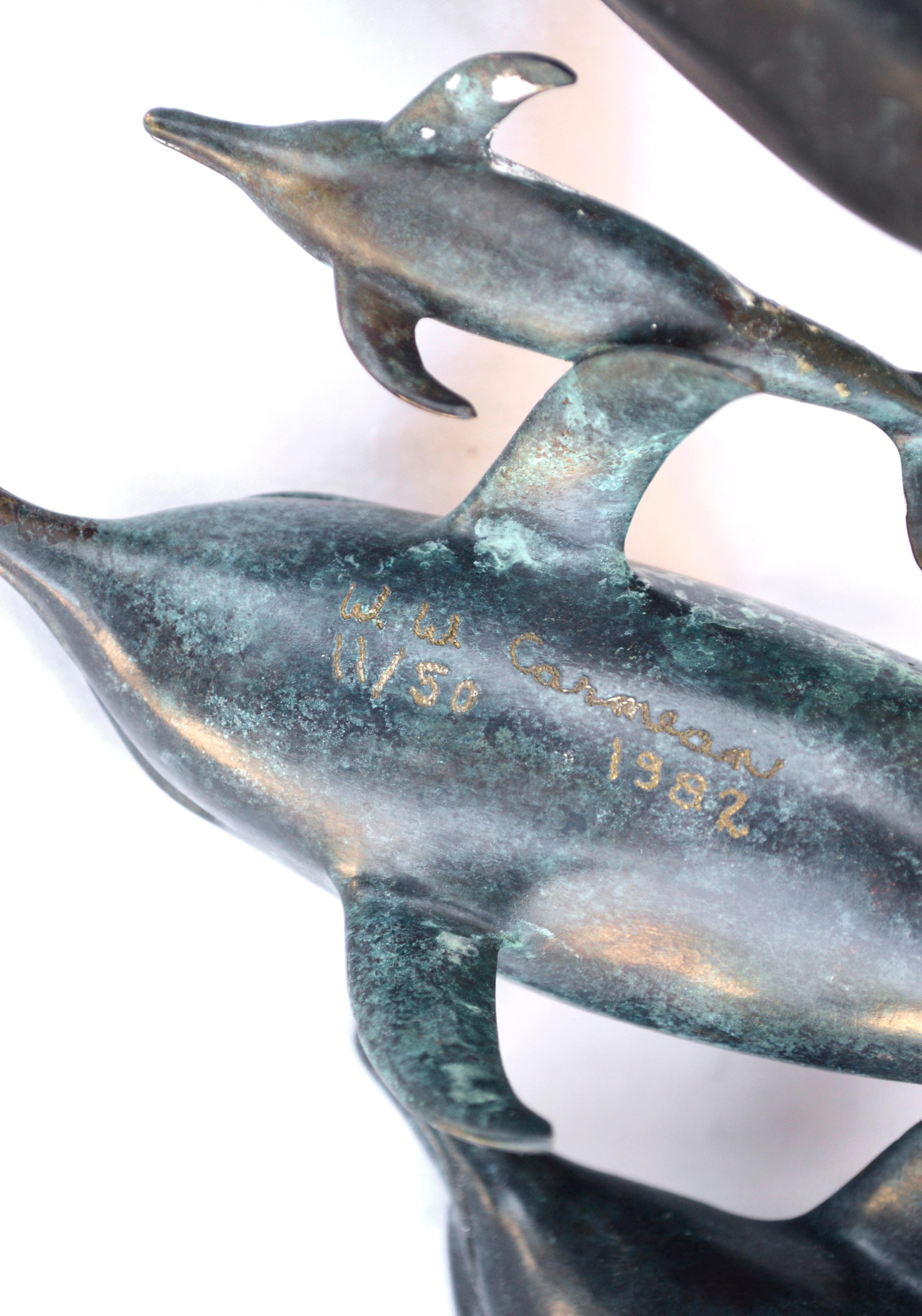 Pod of Dolphins #11 of 50 - Gold Figurative Sculpture by Winston Walter Carmean