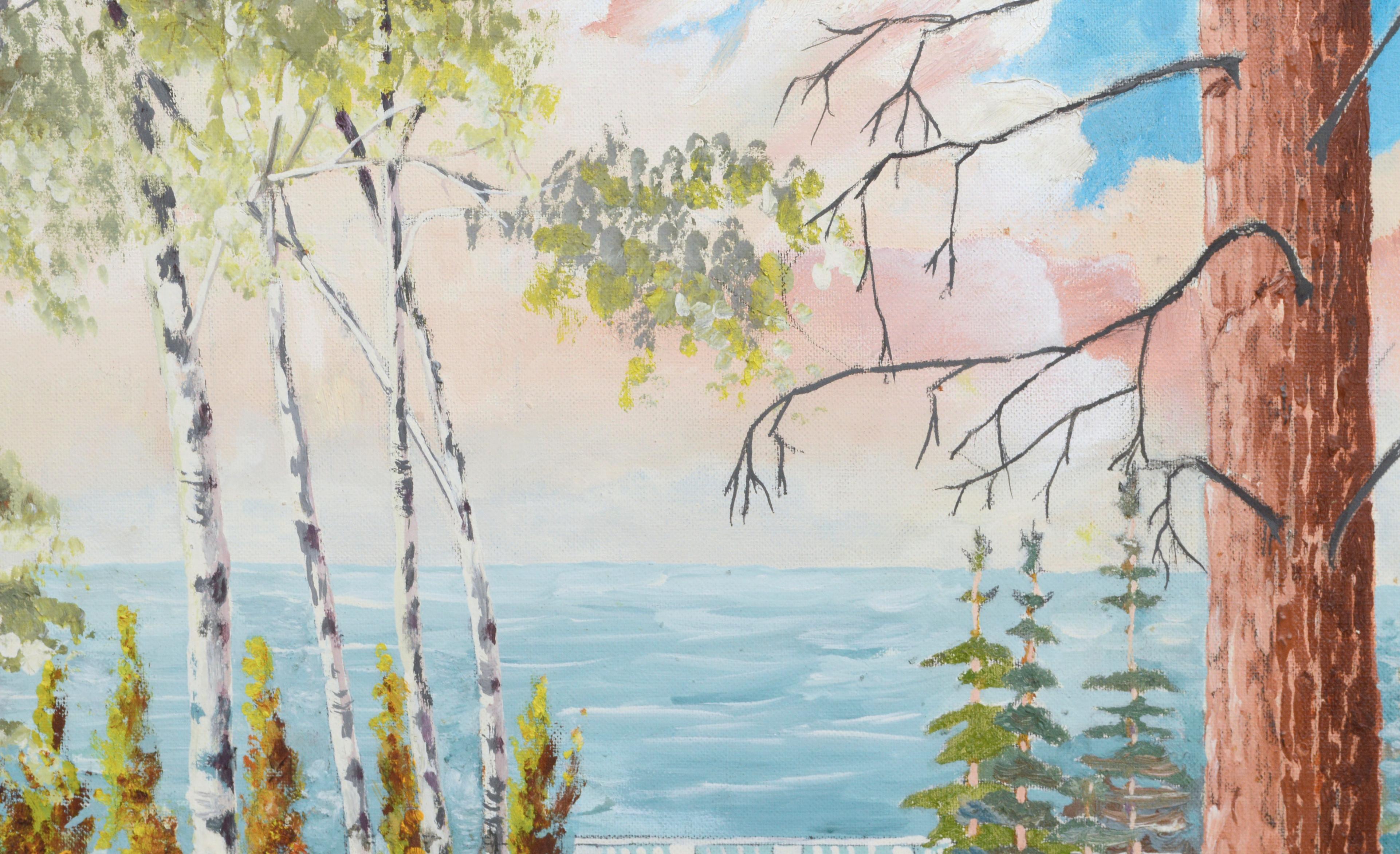 Paysage des Cascades à l'huile sur panneau d'artiste - Marron Landscape Painting par Walter F. MacGregor