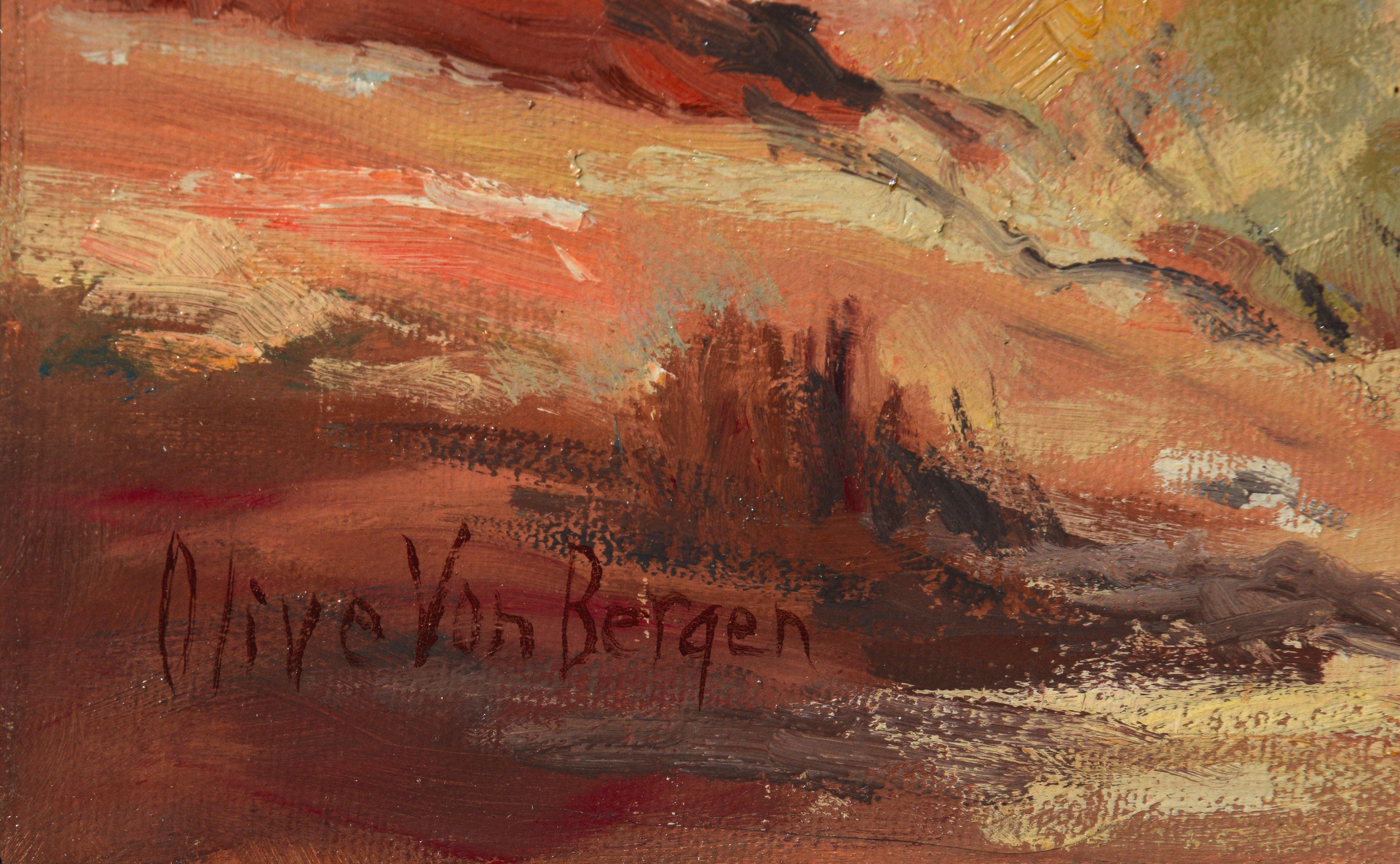 Paysage de roches rouges du désert des années 1940  - Impressionnisme Painting par Olive Von Bergen