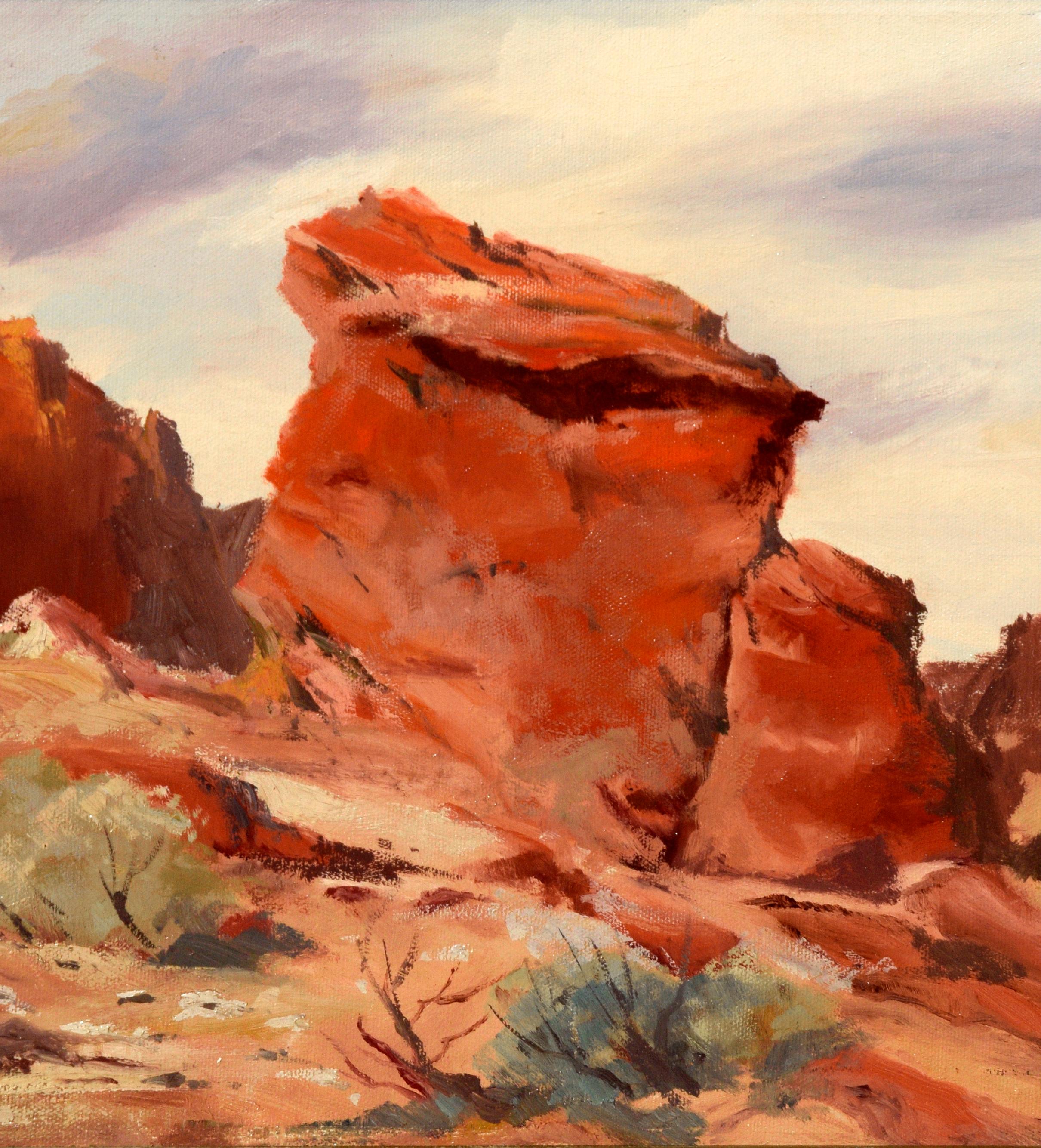 Paysage de roches rouges du désert des années 1940  en vente 1