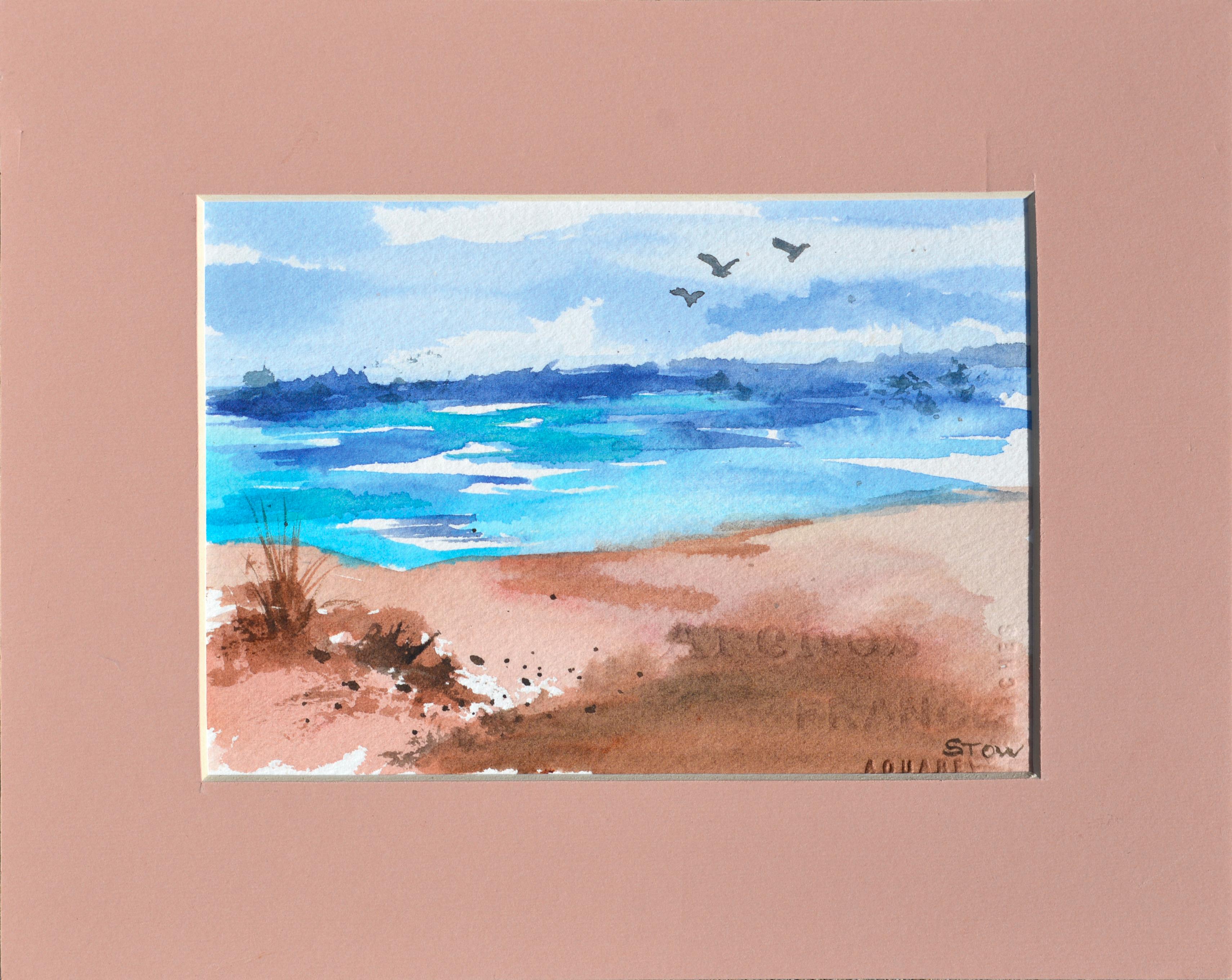 Unknown Landscape Art - Coastal Landscape in Watercolor on Paper