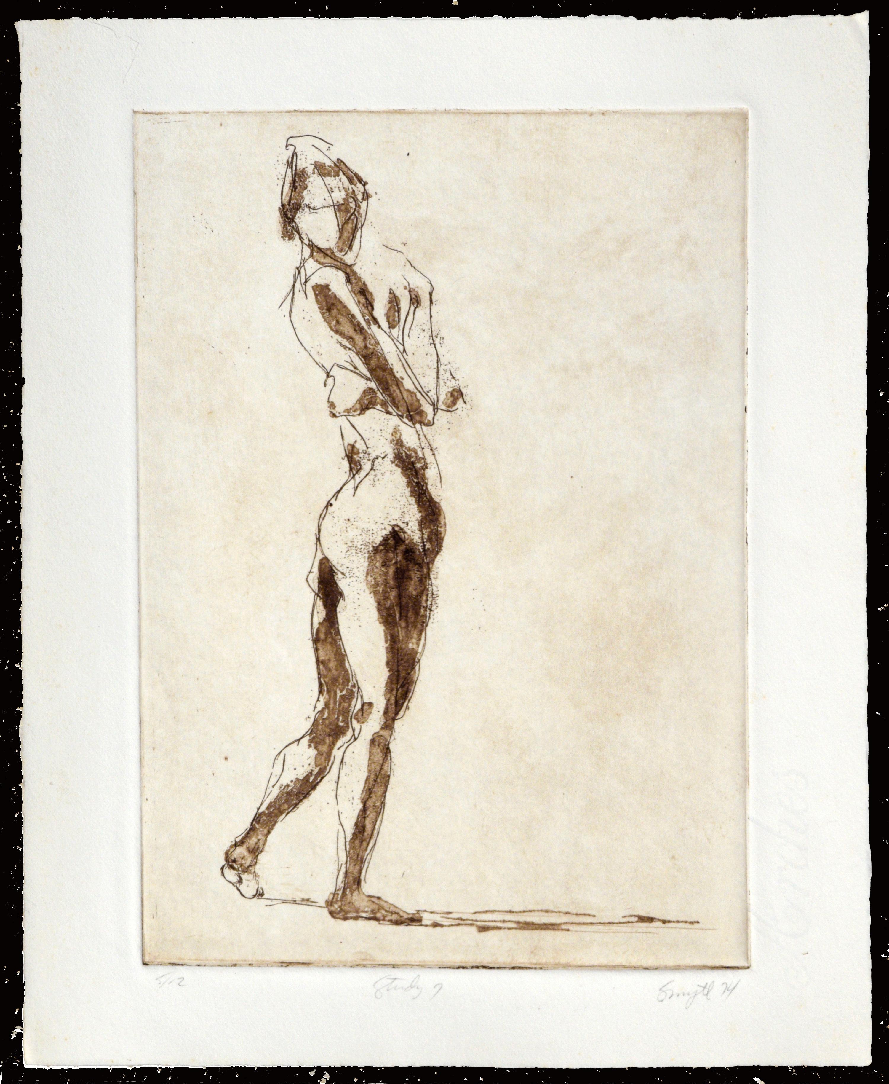 Jim Smyth Figurative Print - "Study 7"- Nude Figure Lithograph