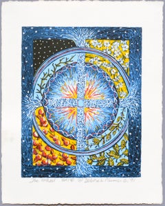 "La ruota", serigrafia astratta a più strati di cerchi