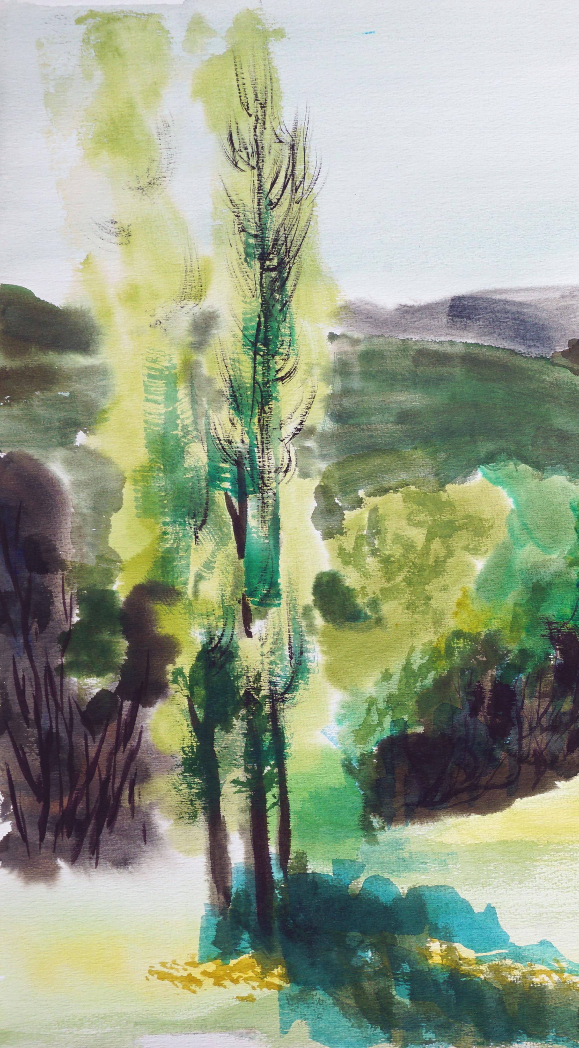 California Foothills Landscape - Painting by Diane Baldwin