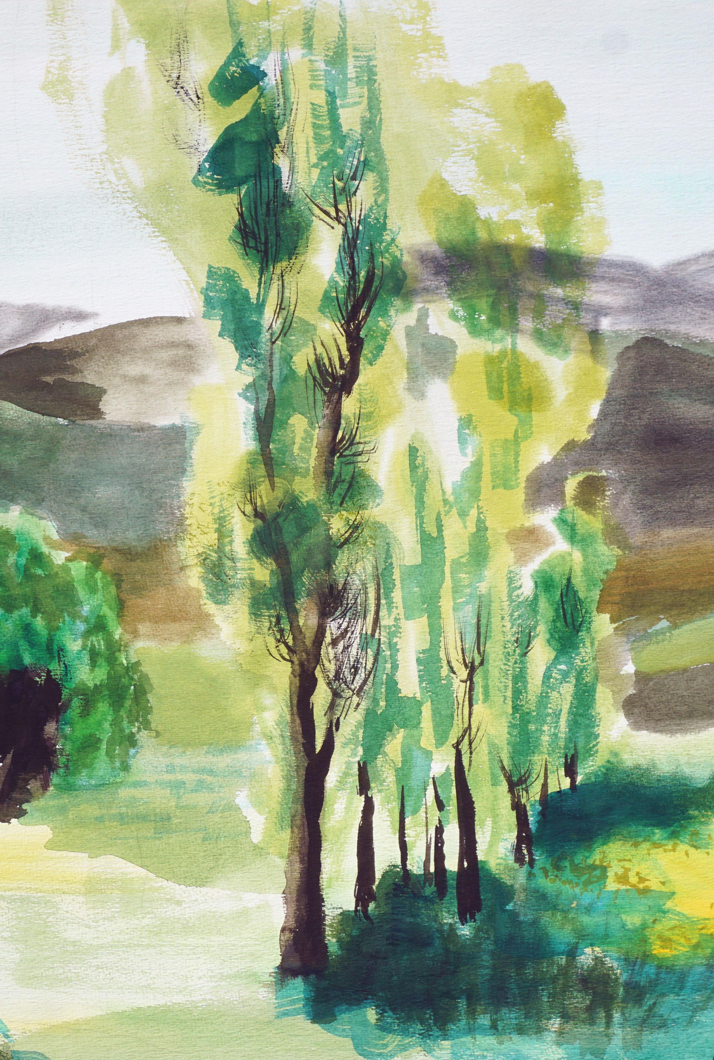 California Foothills Landscape - Modern Painting by Diane Baldwin